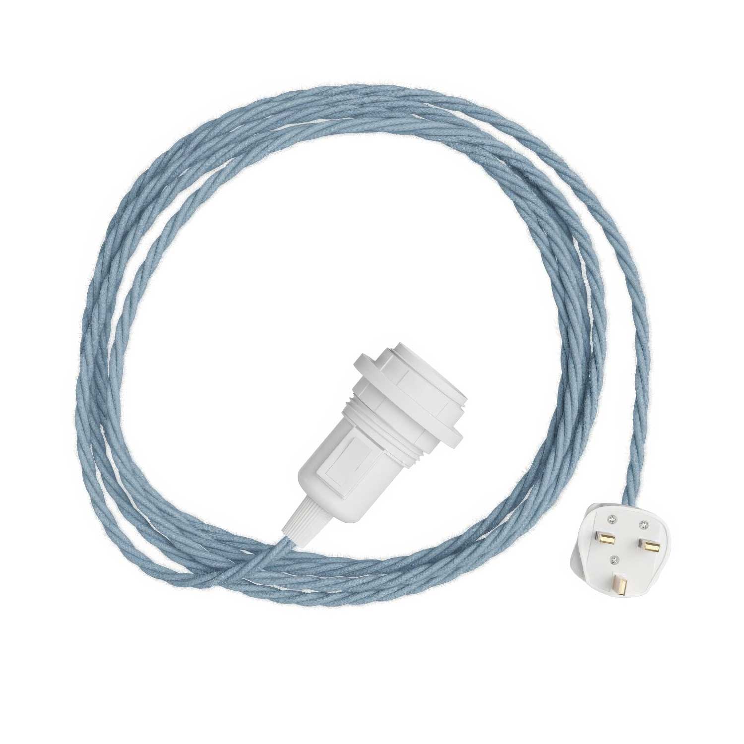 Snake Twisted for lampshade - Plug-in lamp with braided fabric cable TC53 and UK plug