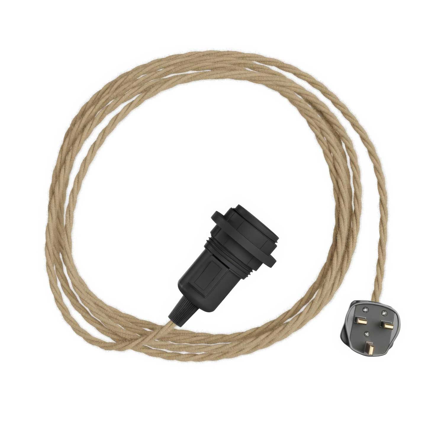 Snake Twisted for lampshade - Plug-in lamp with TN06 braided fabric cable and UK plug