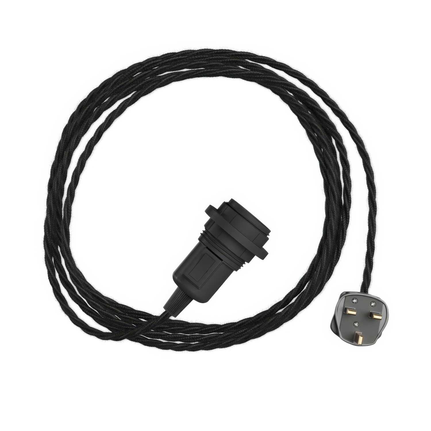Snake Twisted for lampshade - Plug-in lamp with TC04 braided fabric cable and UK plug