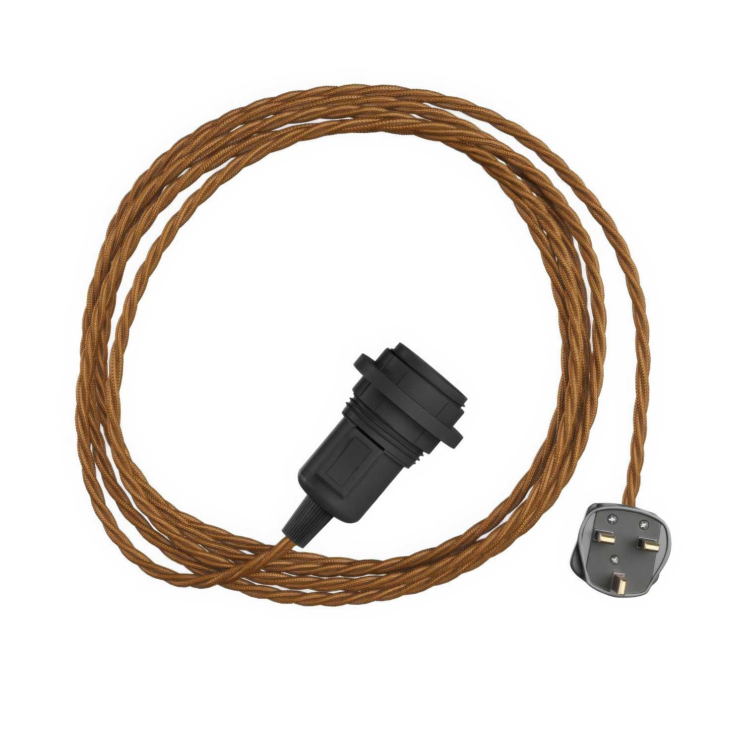 Snake Twisted for lampshade - Plug-in lamp with TC23 braided fabric cable and UK plug