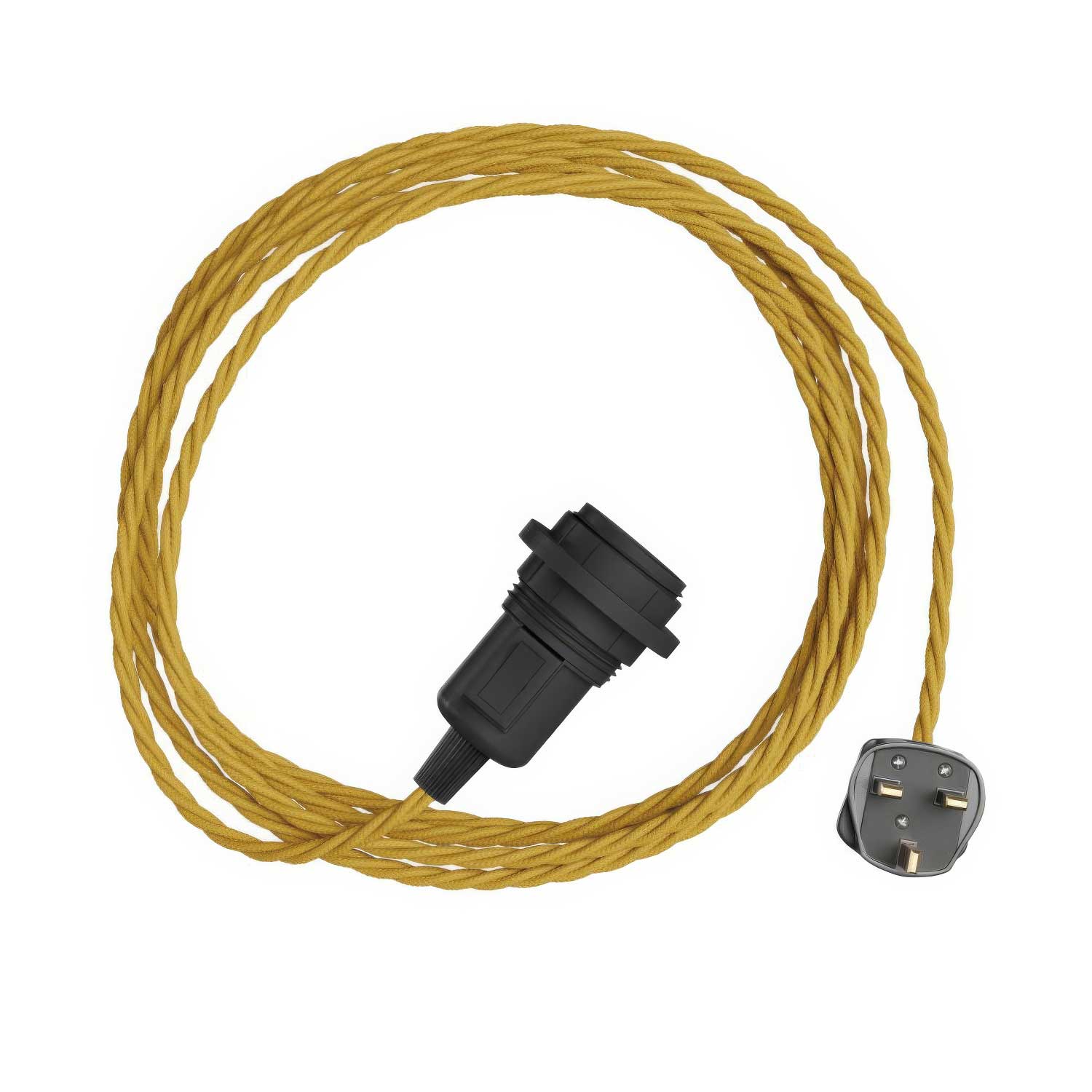 Snake Twisted for lampshade – Plug-in lamp with TM25 braided fabric cable and UK plug