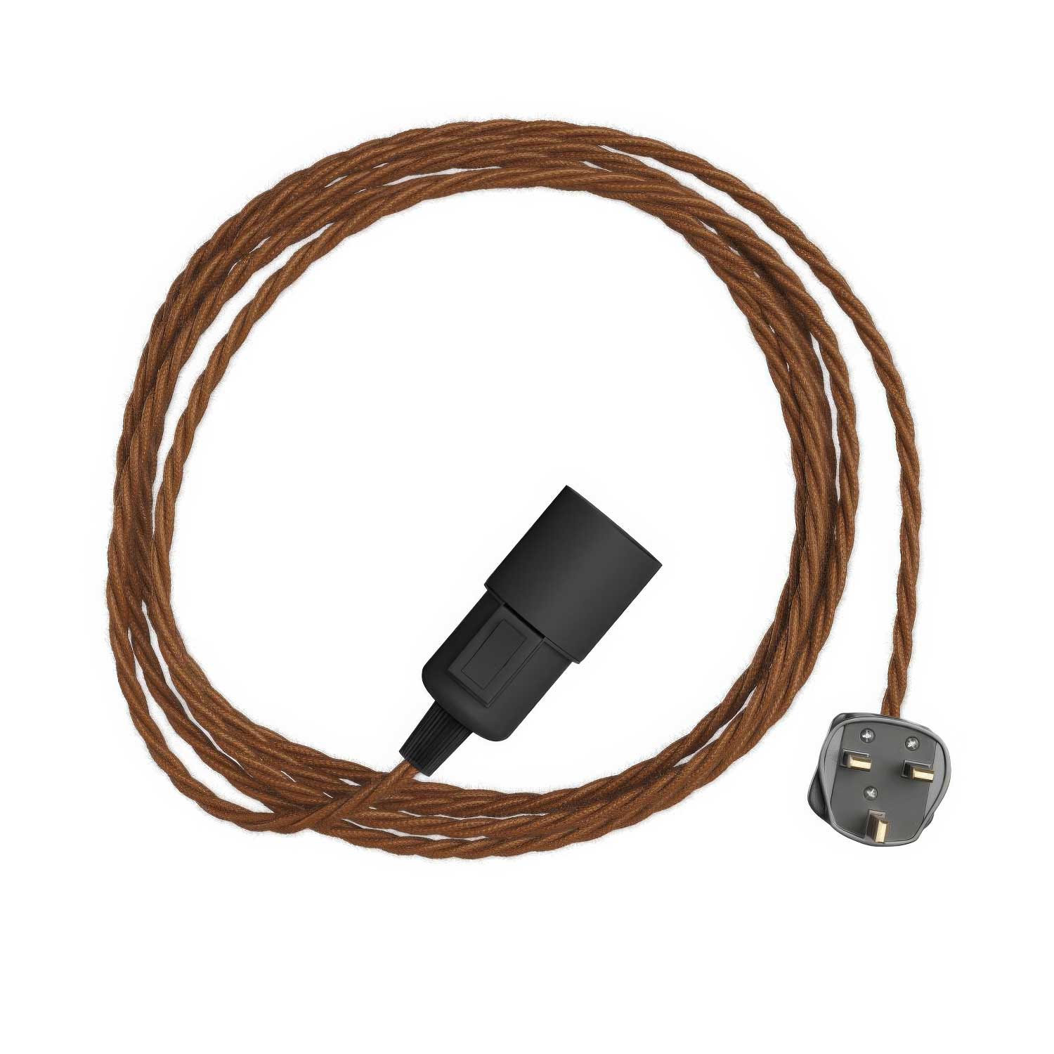 Snake Twisted - Plug-in lamp with TC23 braided fabric cable and UK plug