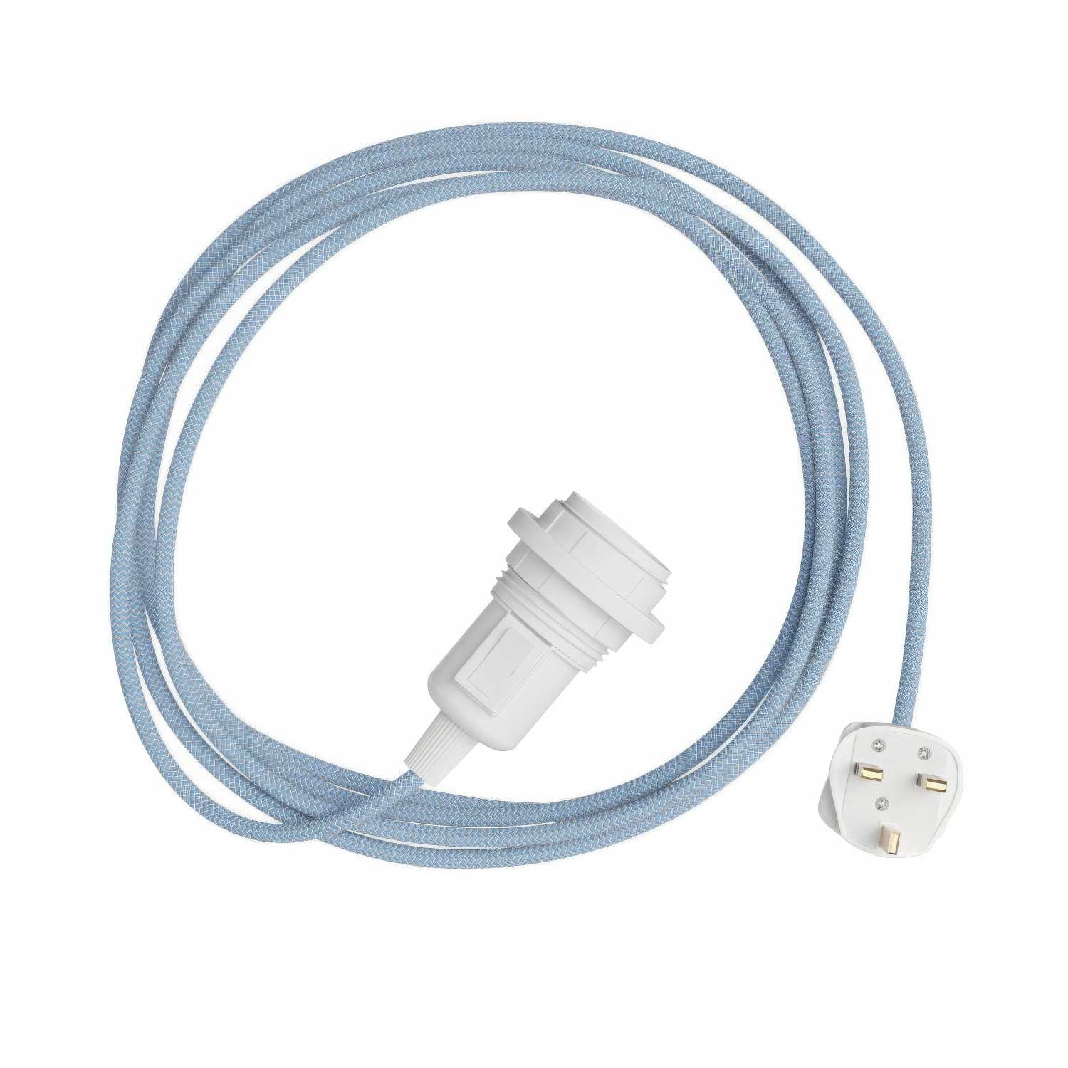 Snake Zig-Zag for lampshade - Plug-in lamp with Zig-Zag RD75 fabric cord and UK plug
