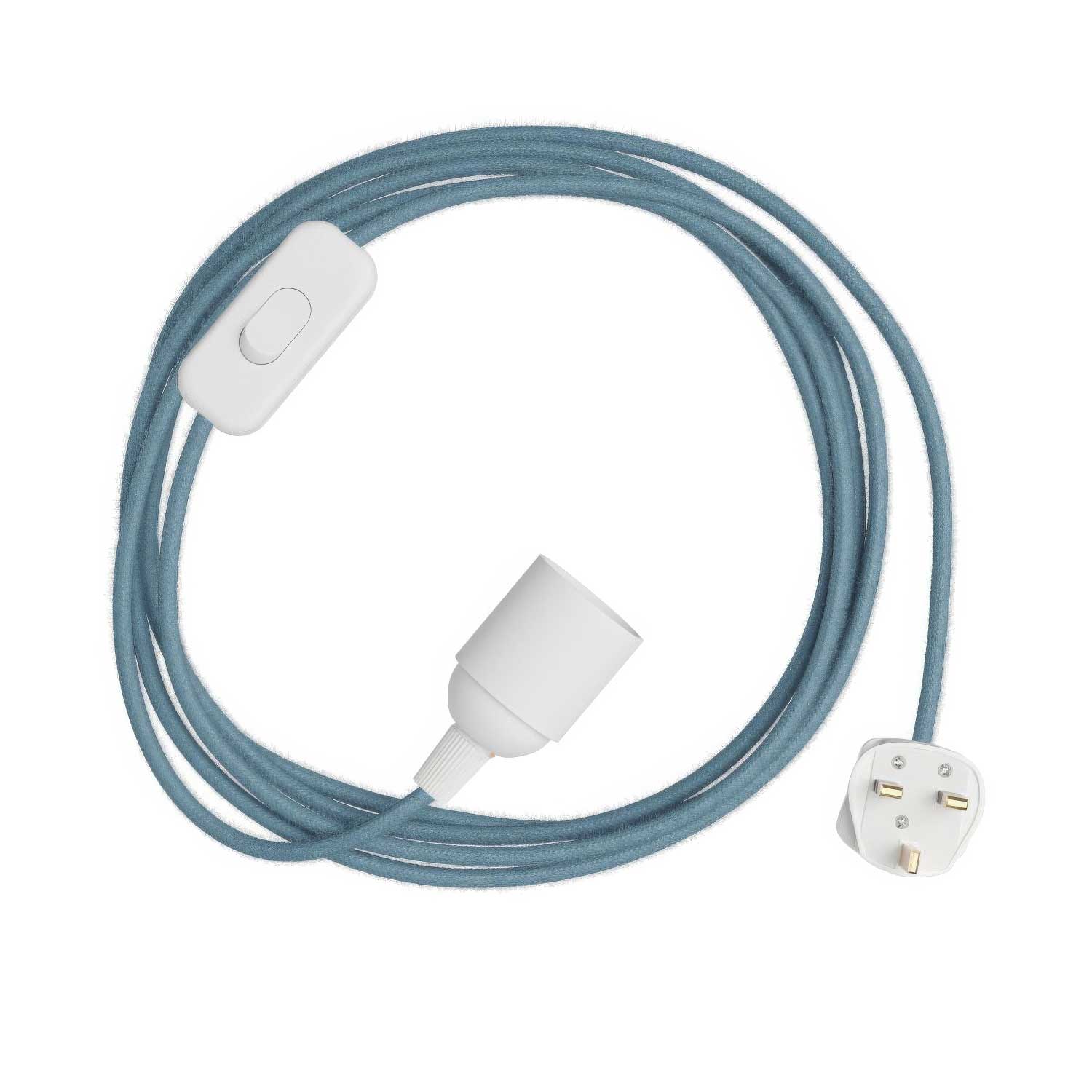 SnakeBis - Wiring with lamp holder, RC53 coloured fabric cable and UK plug