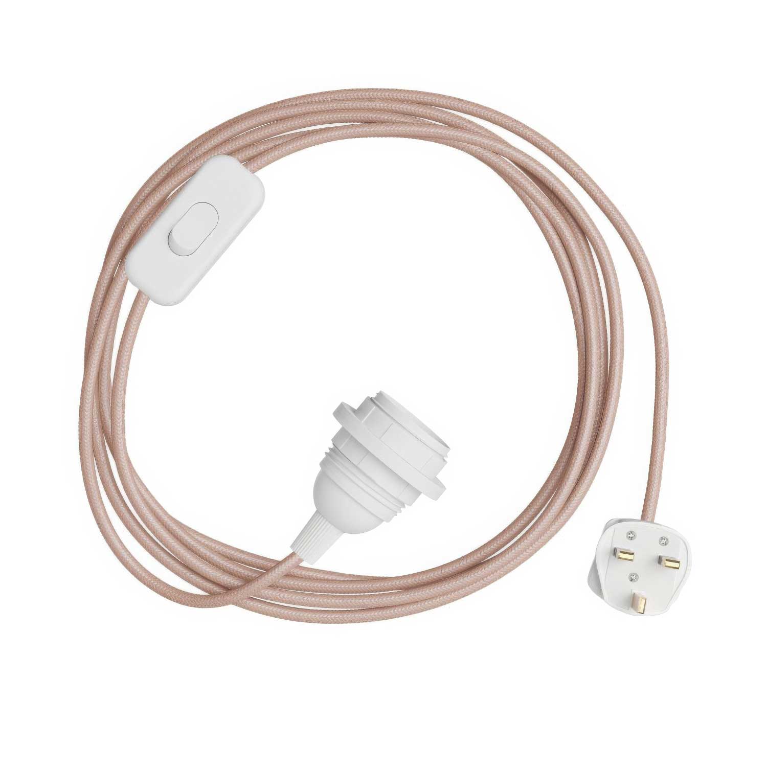 SnakeBis for lampshade - Wiring with lamp holder, coloured fabric cable RM16 and UK plug