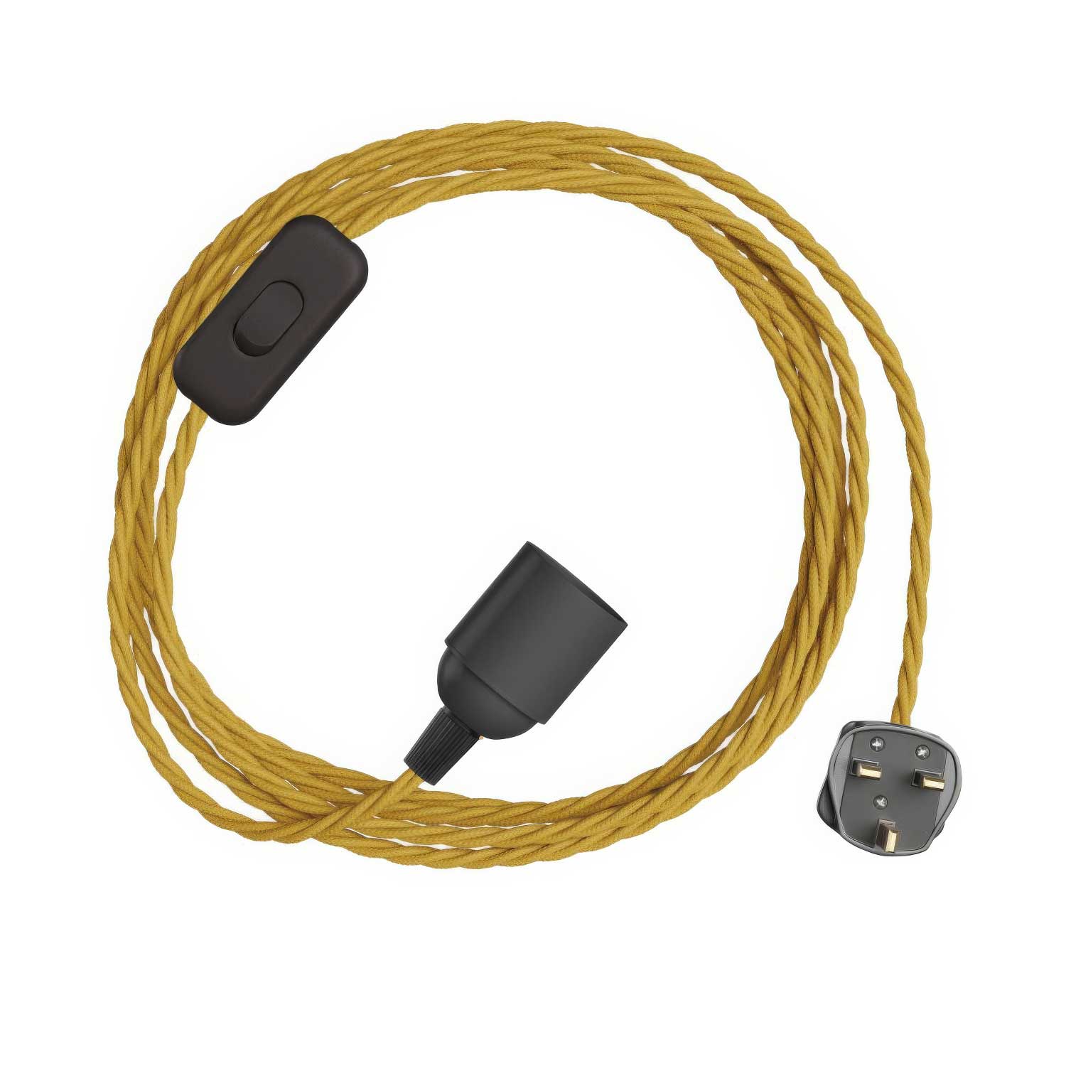 SnakeBis Twisted - Wiring with lamp holder, TM25 fabric braided cable and UK plug