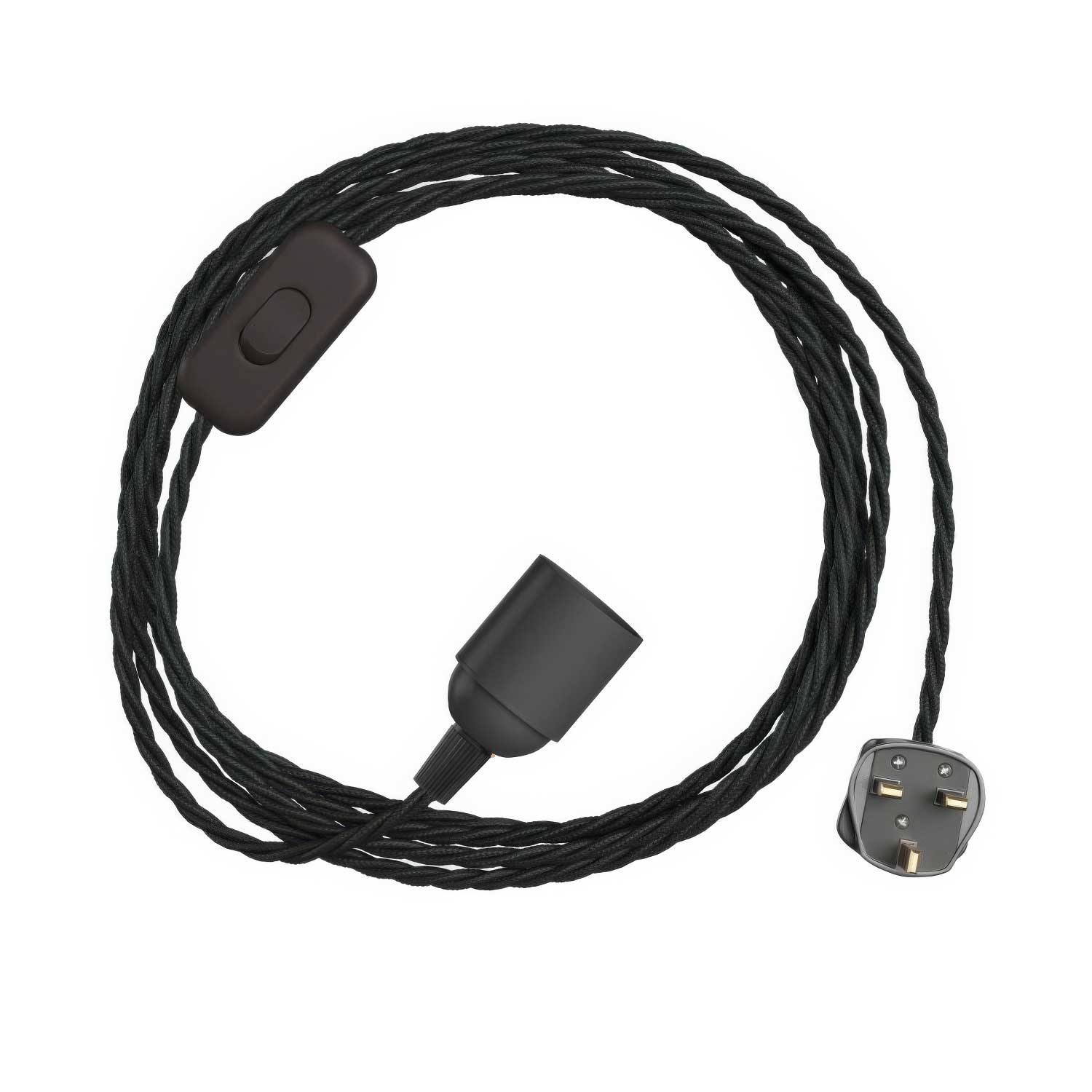 SnakeBis Twisted - Wiring with lamp holder, TC04 braided fabric cable and UK plug