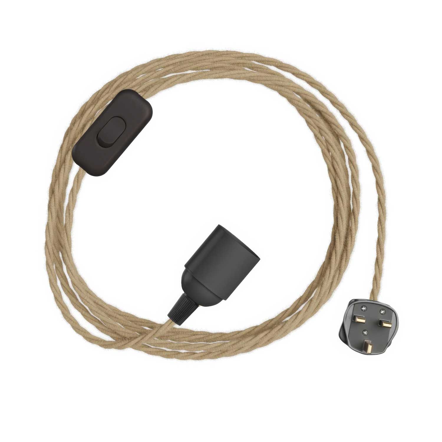SnakeBis Twisted - Wiring with lamp holder, TN06 braided fabric cable and UK plug