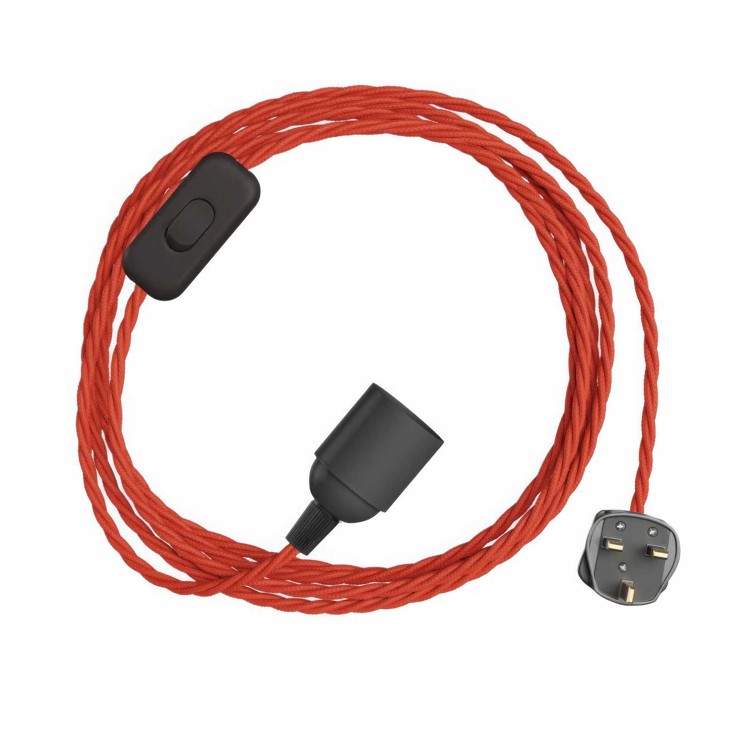 SnakeBis Twisted - Wiring with lamp holder, TM09 braided fabric cable and UK plug