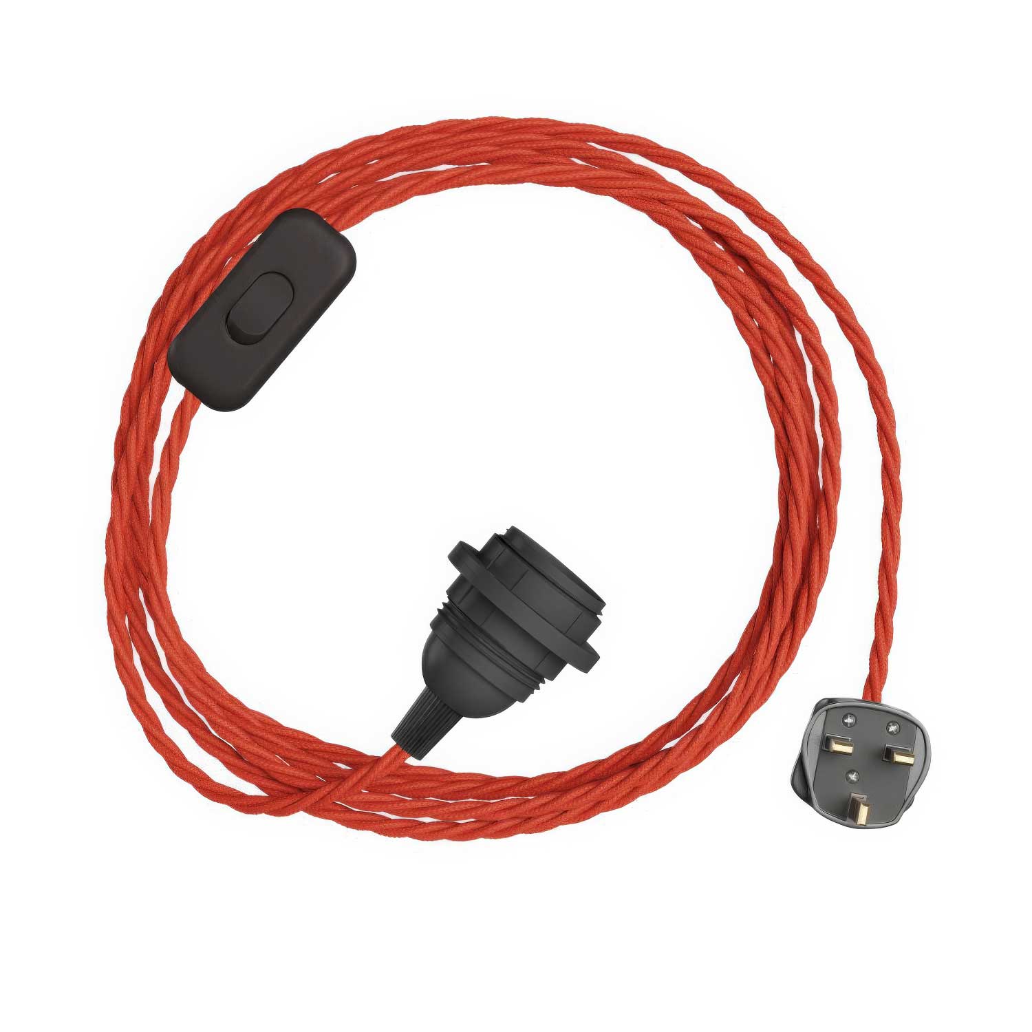 SnakeBis Twisted for lampshade – Wiring with lamp holder, TM09 braided fabric cable and UK plug