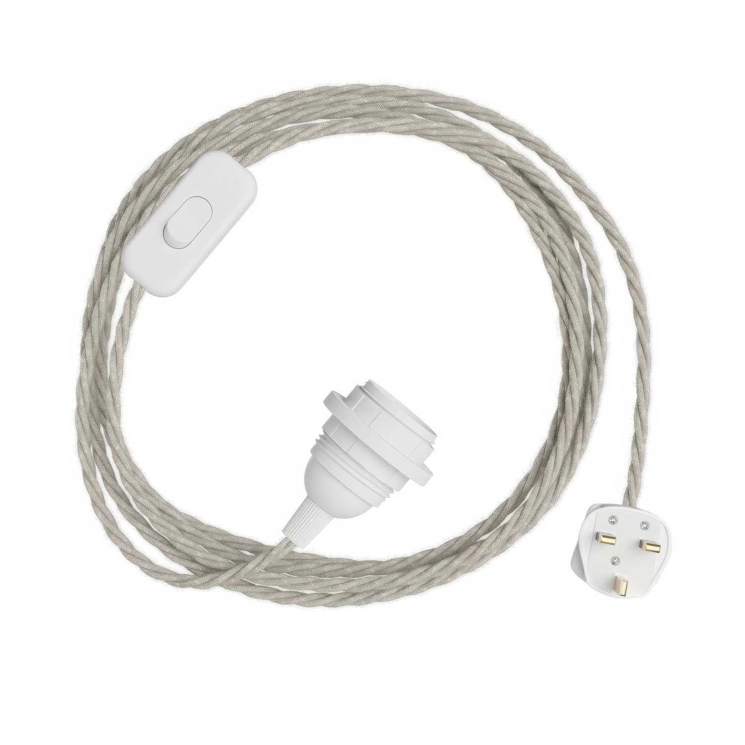 SnakeBis Twisted for lampshade - Wiring with lamp holder, TN01 braided fabric cable and UK plug