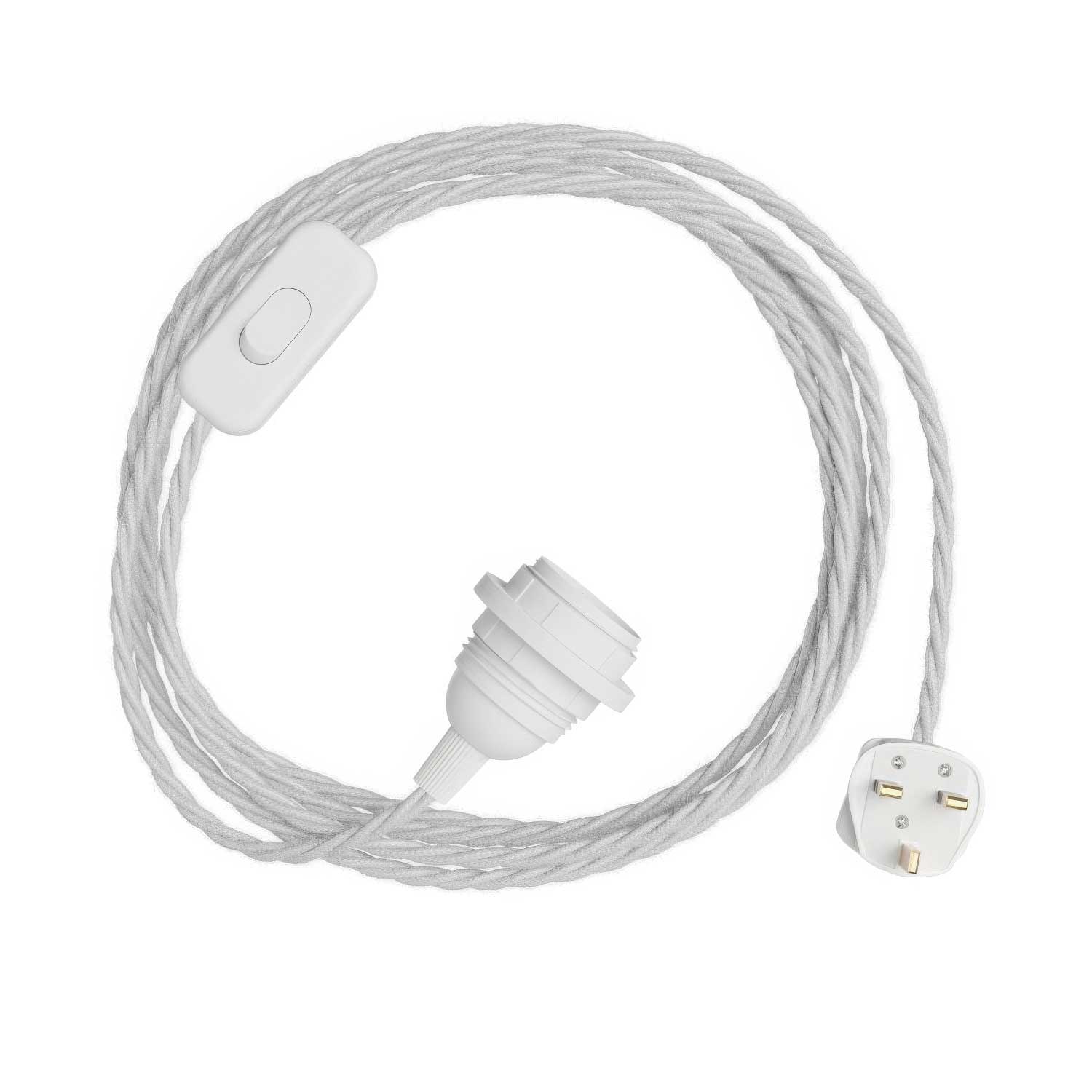 SnakeBis Twisted for lampshade – Wiring with lamp holder, TC01 braided fabric cable and UK plug