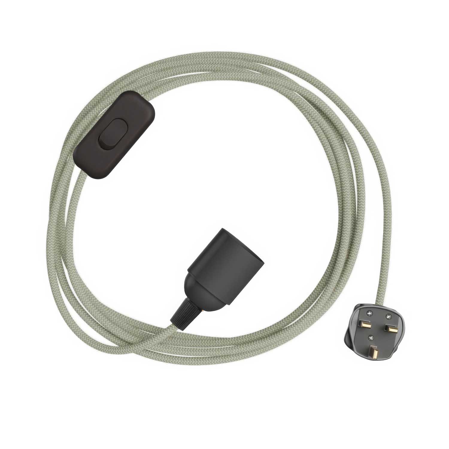 SnakeBis Zig-Zag - Wiring with lamp holder, Zig-Zag effect fabric cord RD72 and UK plug