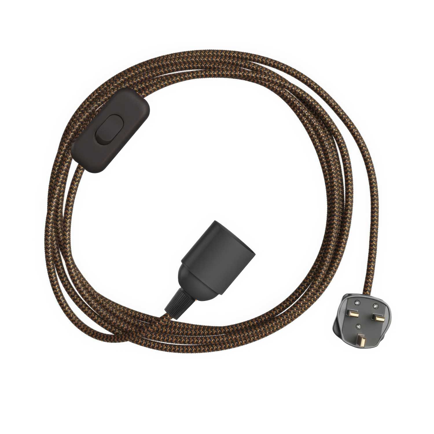 SnakeBis Zig-Zag – Wiring with lamp holder, Zig-Zag effect fabric cord RZ24 and UK plug