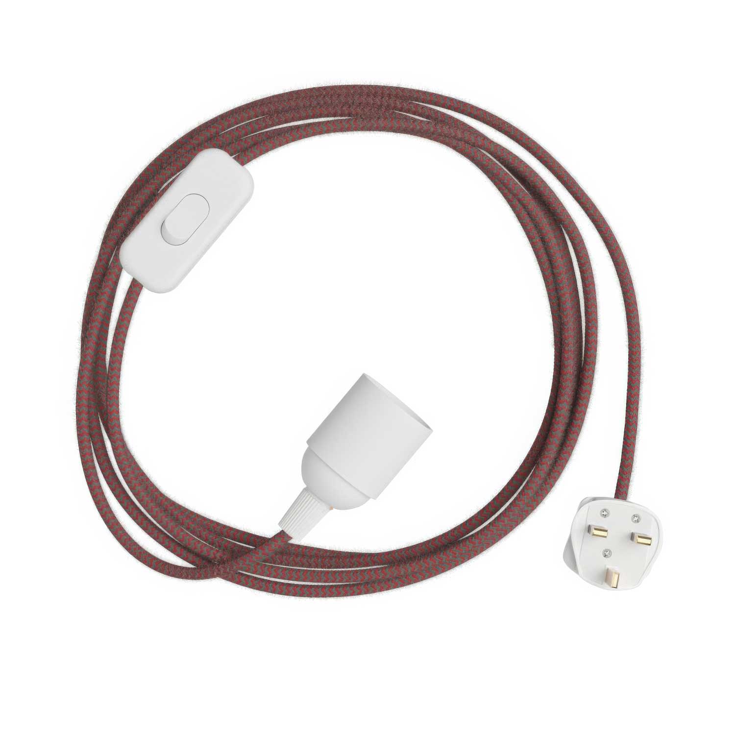 SnakeBis Zig-Zag - Wiring with lamp holder, fabric cord with Zig-Zag effect RZ28 and UK plug