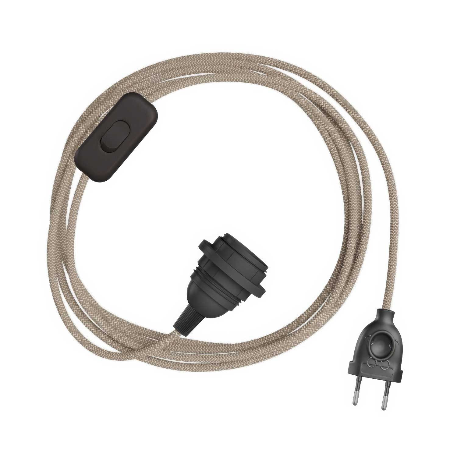 SnakeBis Zig-Zag for lampshade - Wiring with lamp holder and Zig-Zag effect fabric cord RD73