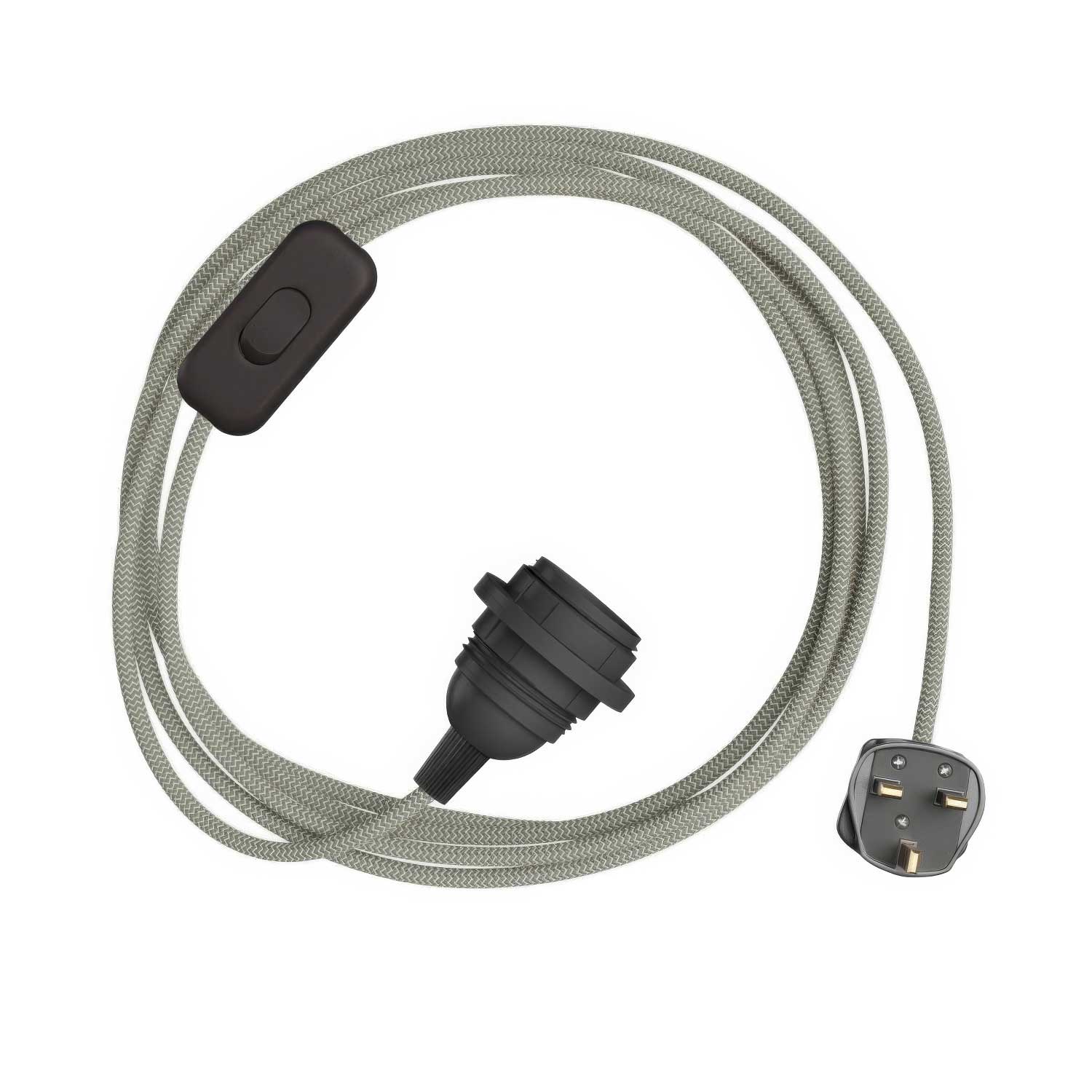 SnakeBis Zig-Zag for lampshade - Wiring with lamp holder, Zig-Zag effect fabric cord RD74 and UK plug