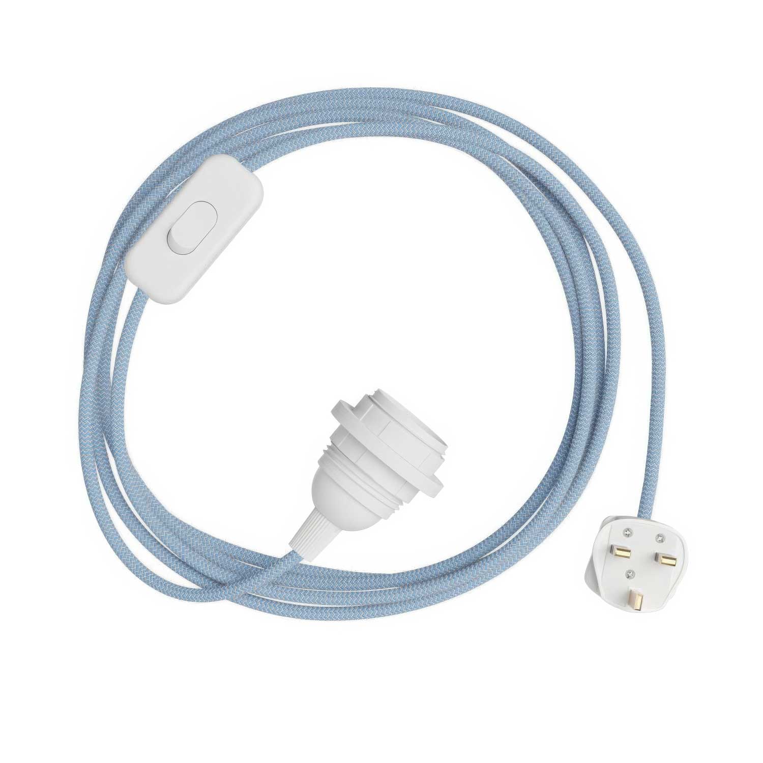 SnakeBis Zig-Zag for lampshade - Wiring with lamp holder, Zig-Zag effect fabric cable RD75 and UK plug