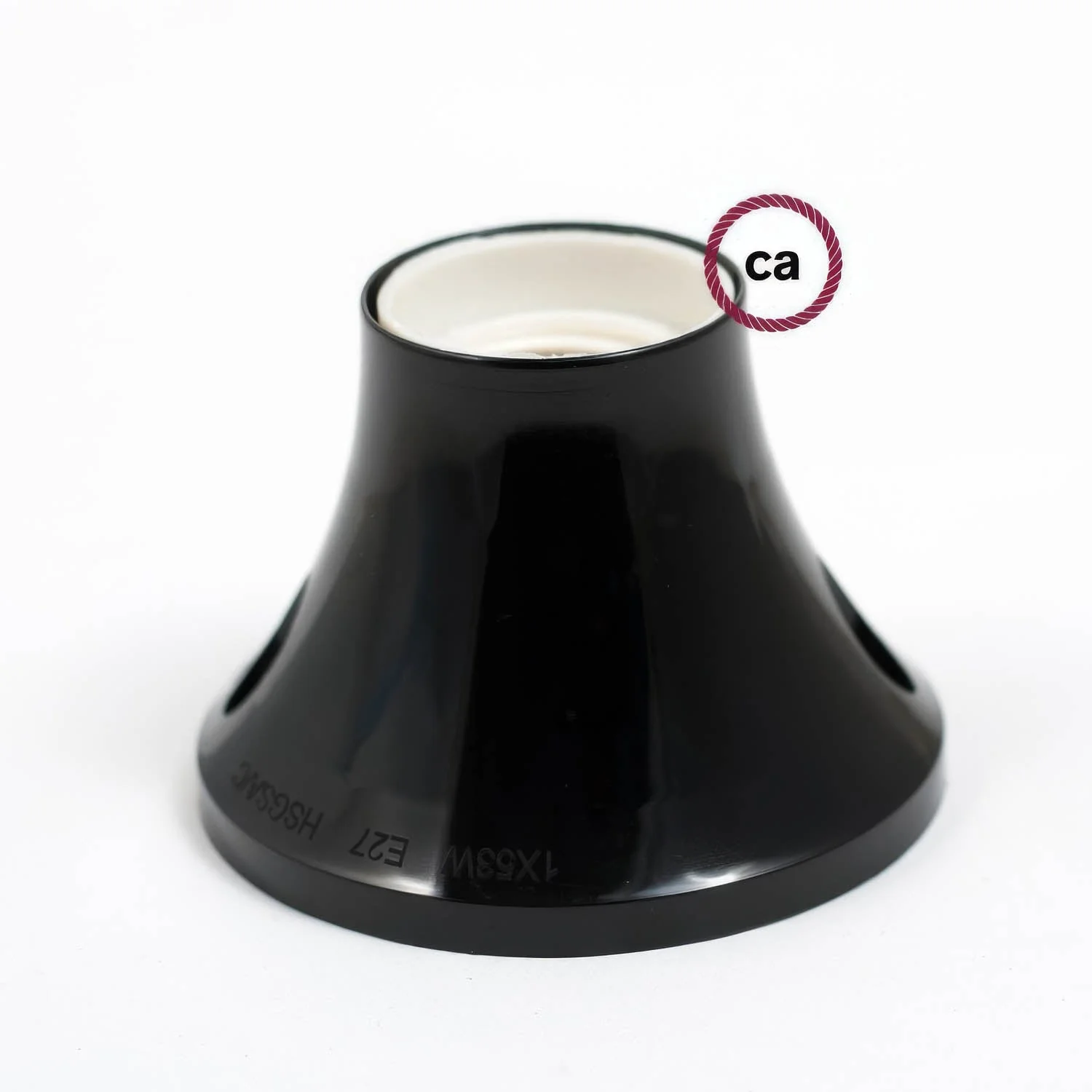 90° E27 lamp holder for wall or ceiling in thermoplastic - Black