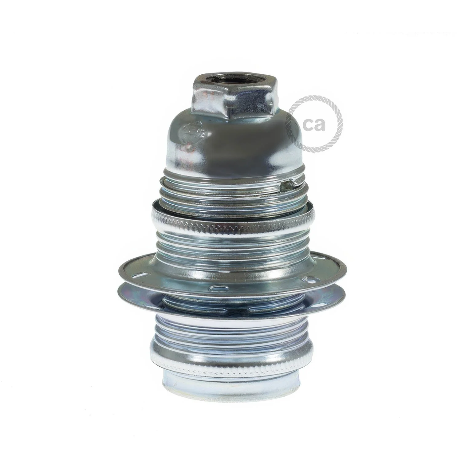 E14 metal lamp holder kit with double ring for lampshade – Silver - Image 6