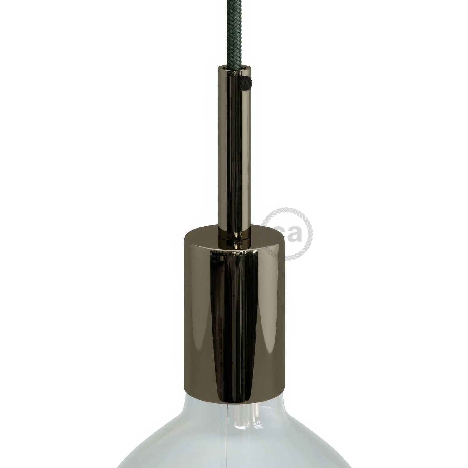 E27 cylindrical metal lamp holder kit with 7 cm cable clamp - Pearl black