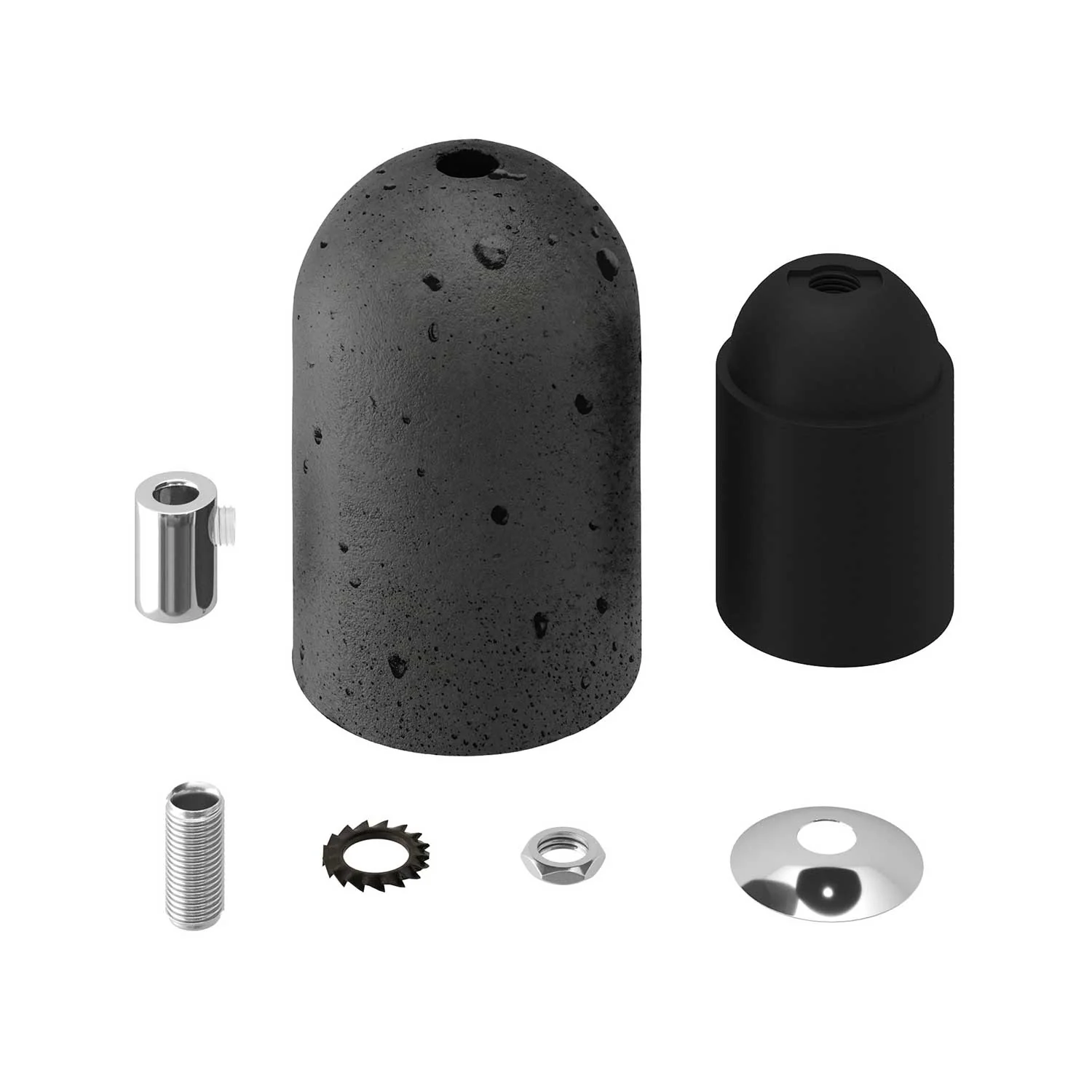 E27 lamp holder kit in cement - Dark cement - Image 2