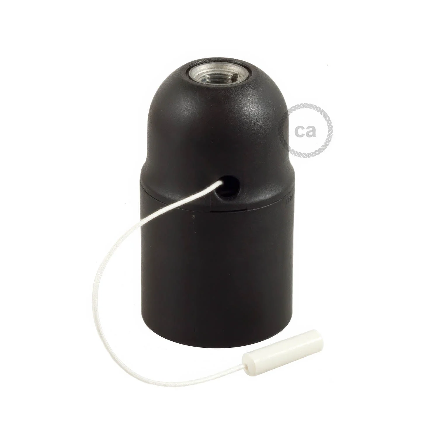 E27 thermoplastic lamp holder kit with pull switch - Black