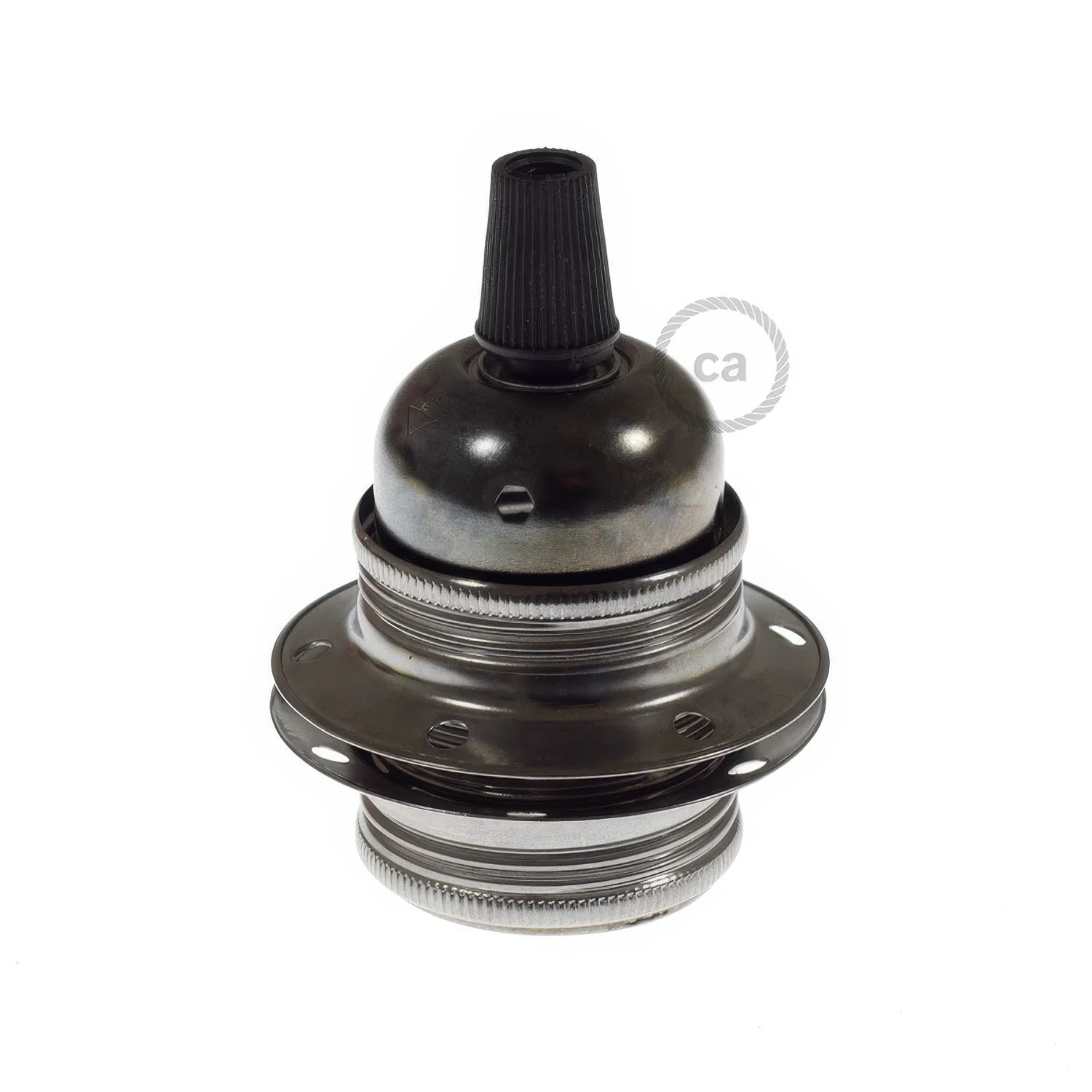E27 metal lamp holder kit with double ring for lampshade - Pearl black - Image 3