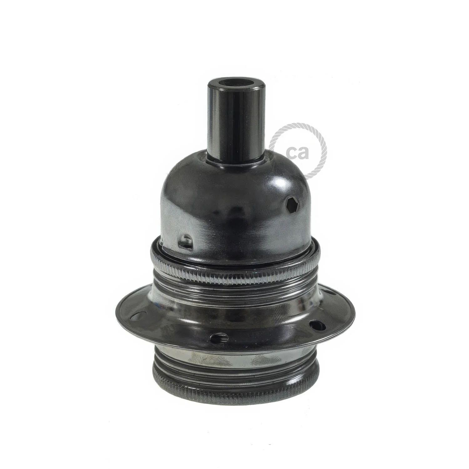 E27 metal lamp holder kit with double ring for lampshade - Pearl black - Image 6