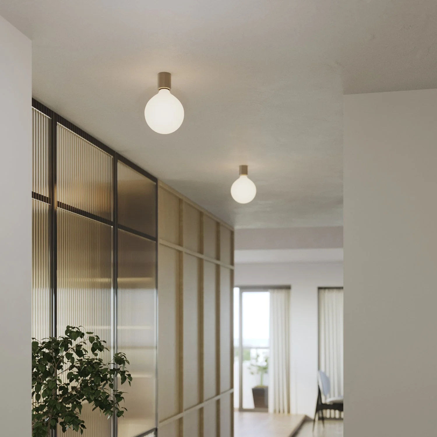 E27 metal lamp holder for wall or ceiling - Satin titanium - Image 3
