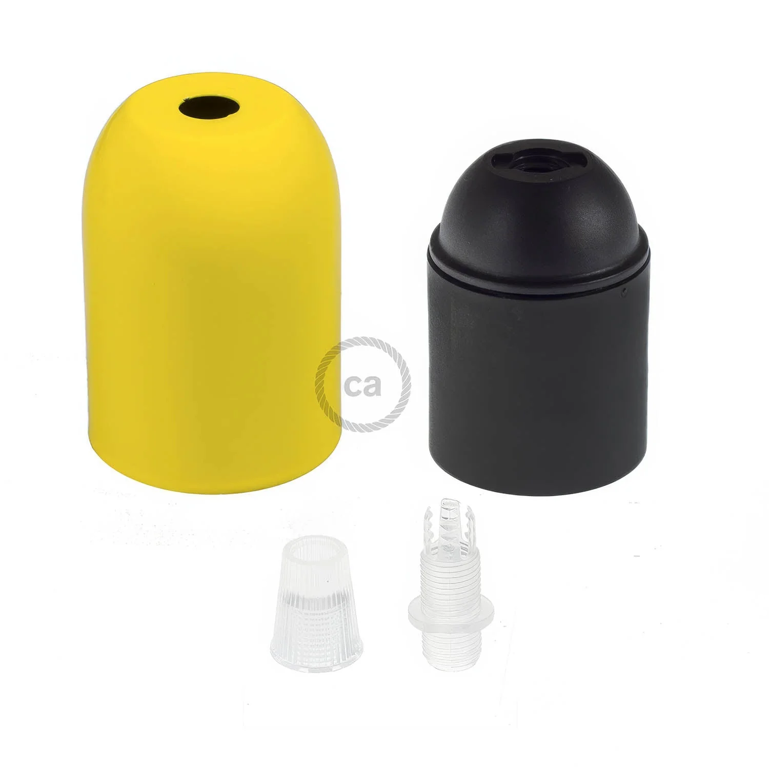 E27 semi-spherical metal lamp holder kit - Yellow - Image 2