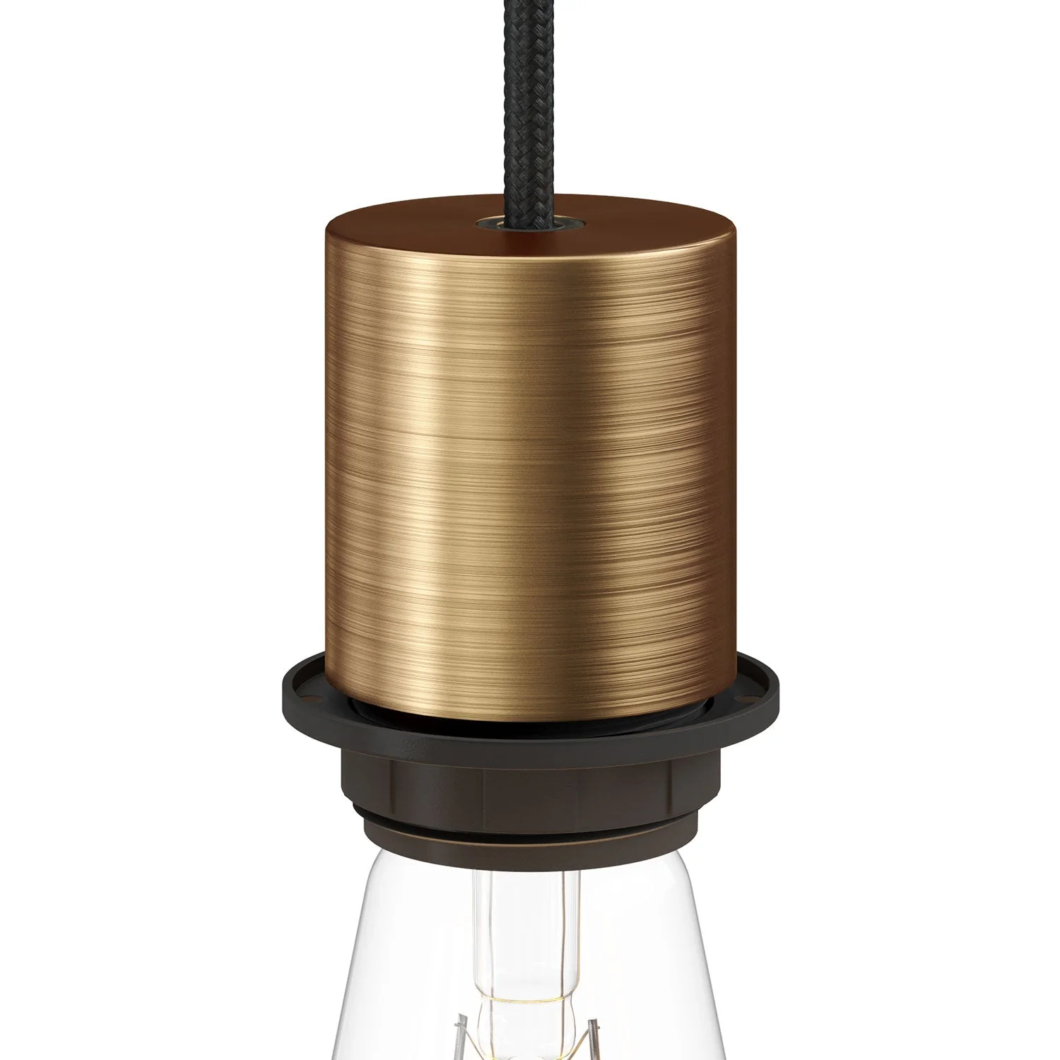 E27 semi-threaded metal lamp holder kit with concealed cable clamp - Satin bronze