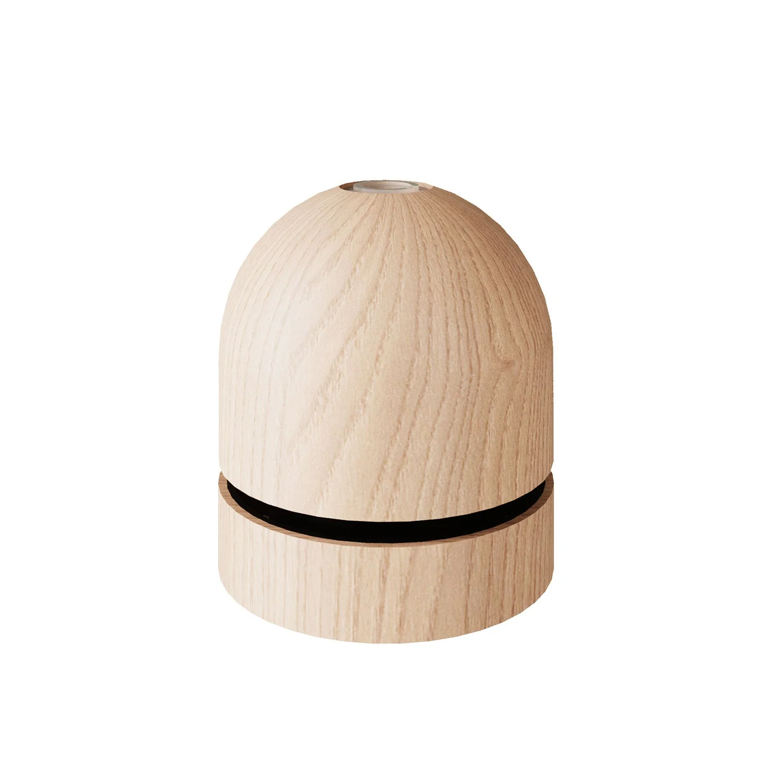 Threaded semi-spherical E27 lamp holder kit in wood with hidden cable clamp and lampshade ring - Neutral - Image 3