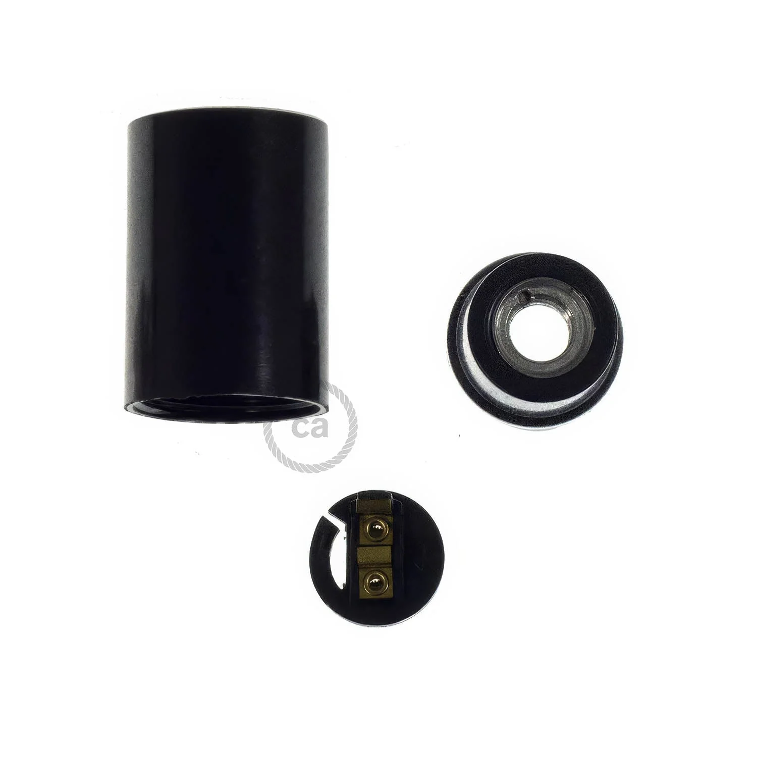 E14 bakelite lamp holder kit - Black - Image 2