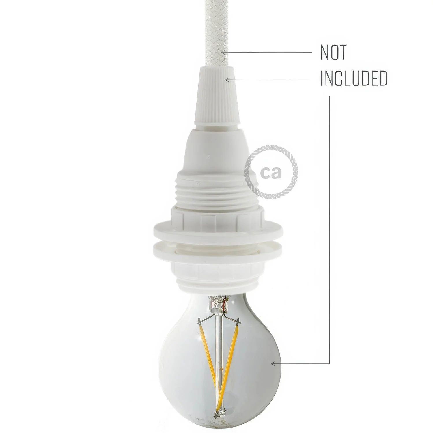 E14 thermoplastic lamp holder kit with double ring for lampshade - White - Image 3