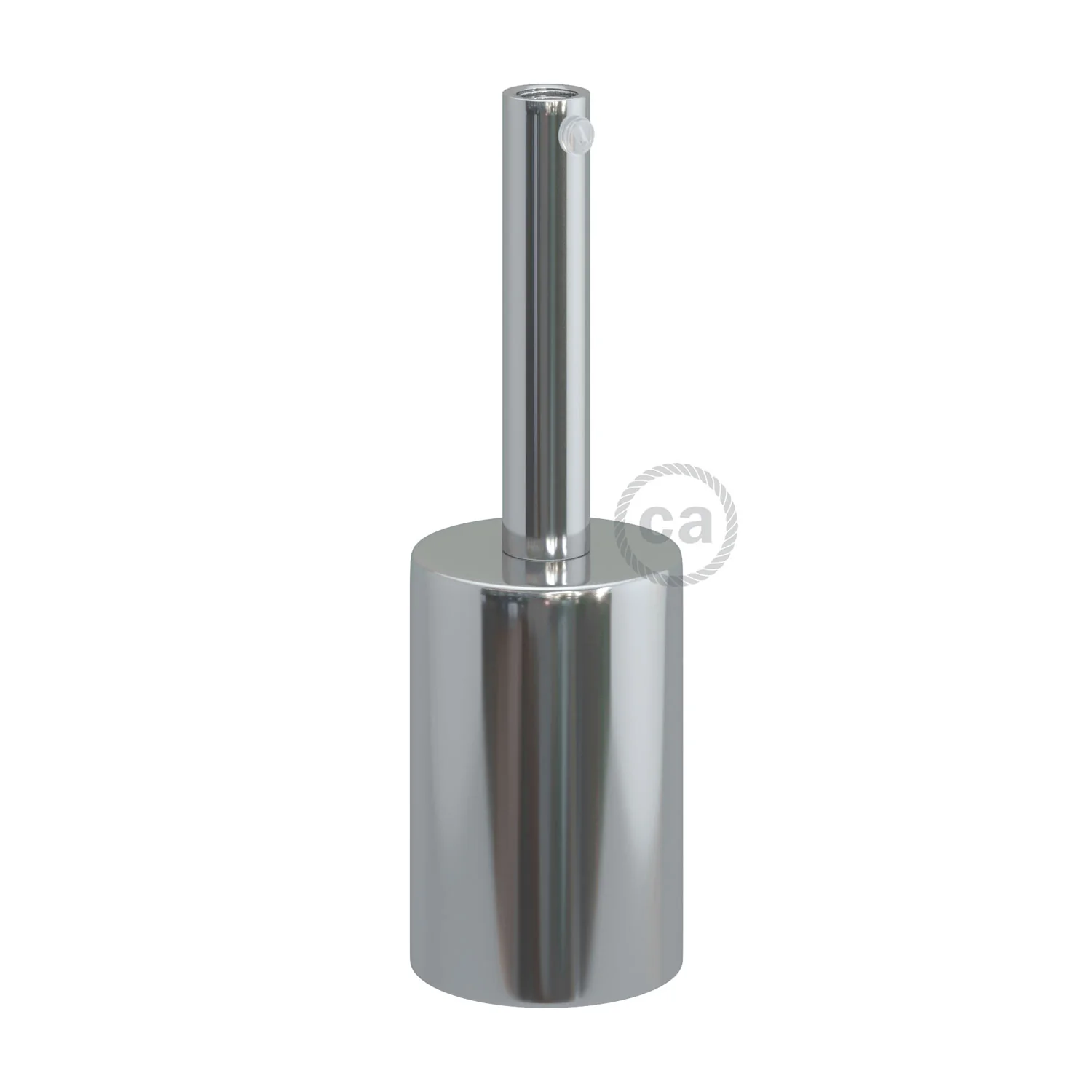 Cylindrical E27 lamp holder kit in metal with 7 cm cable clamp - Chrome - Image 3