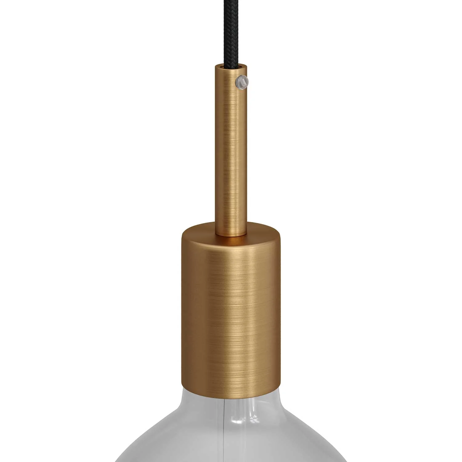 E27 cylindrical metal lamp holder kit with 7 cm cable clamp - Satin bronze