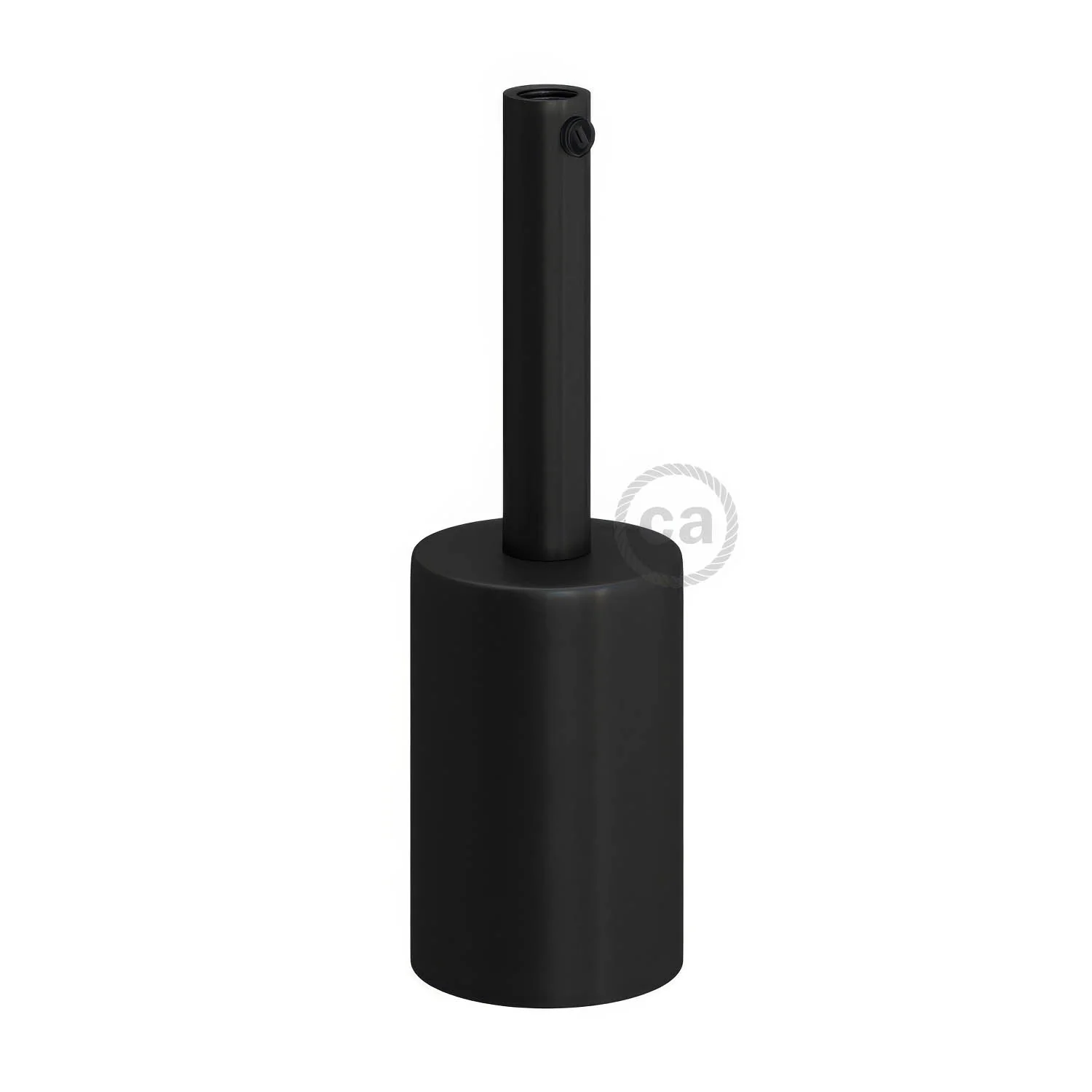 Cylindrical E27 lamp holder kit in metal with 7 cm cable clamp - Black - Image 3
