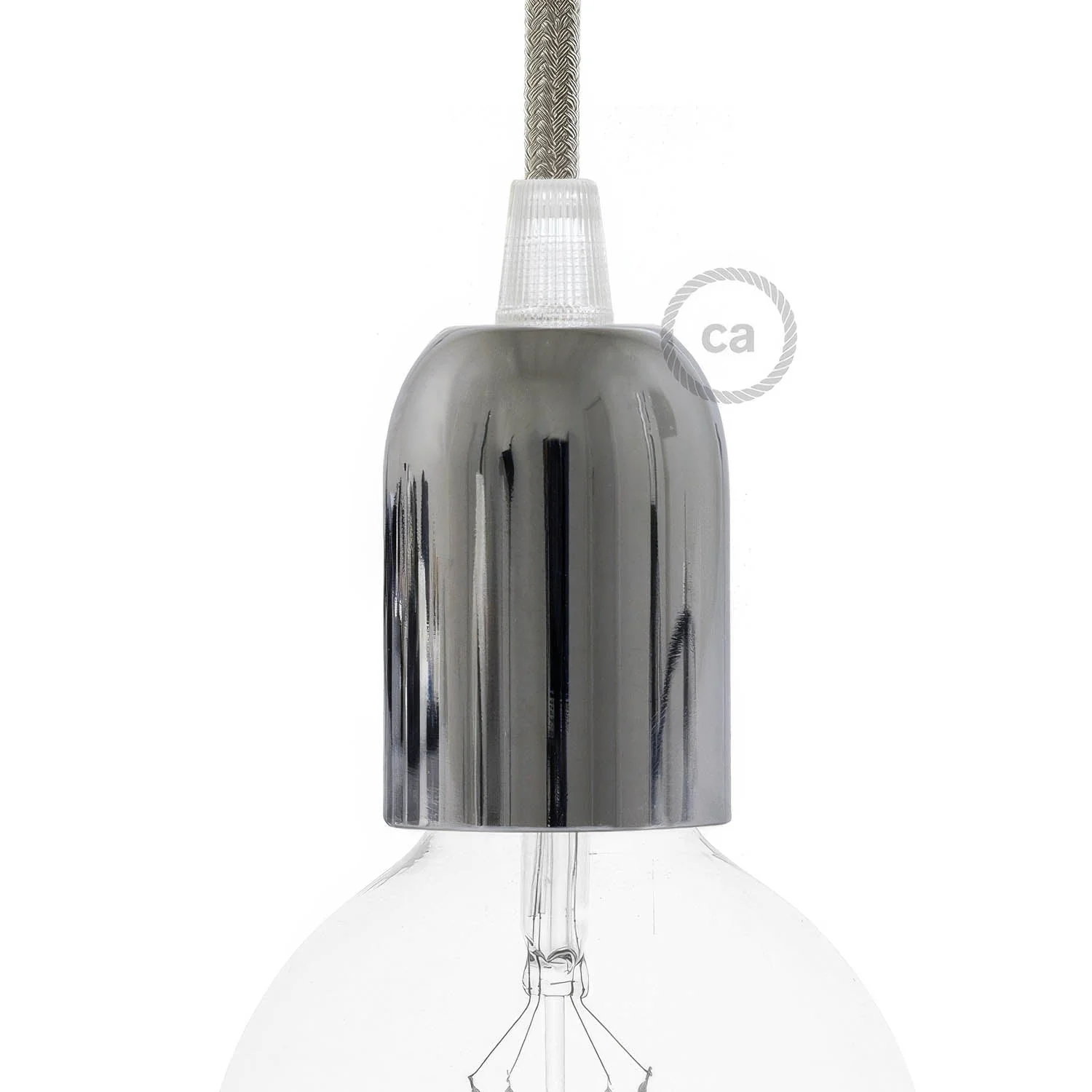 E27 hemispherical lamp holder kit in metal - Chrome