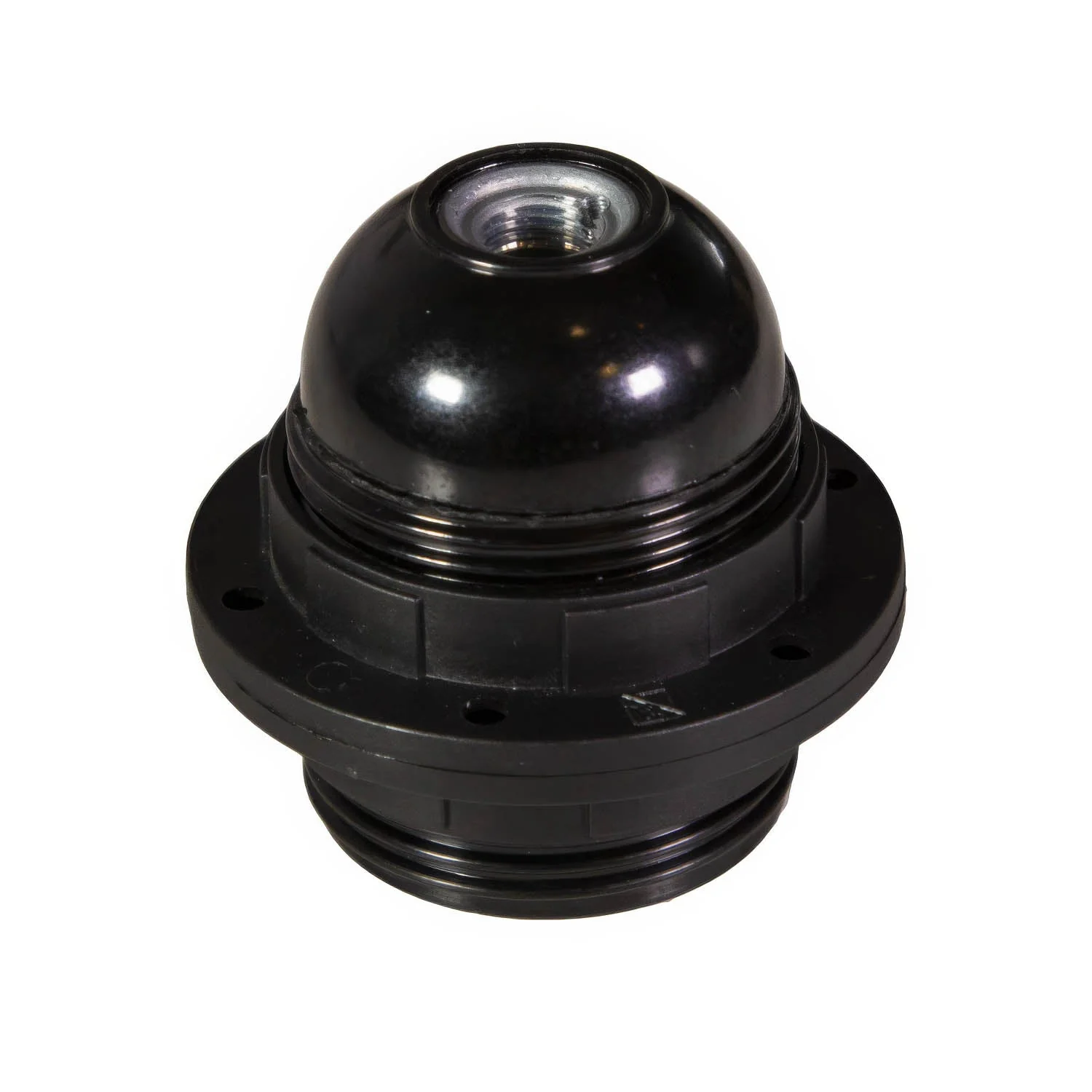 E27 bakelite lamp holder kit with double ring for lampshade - Black
