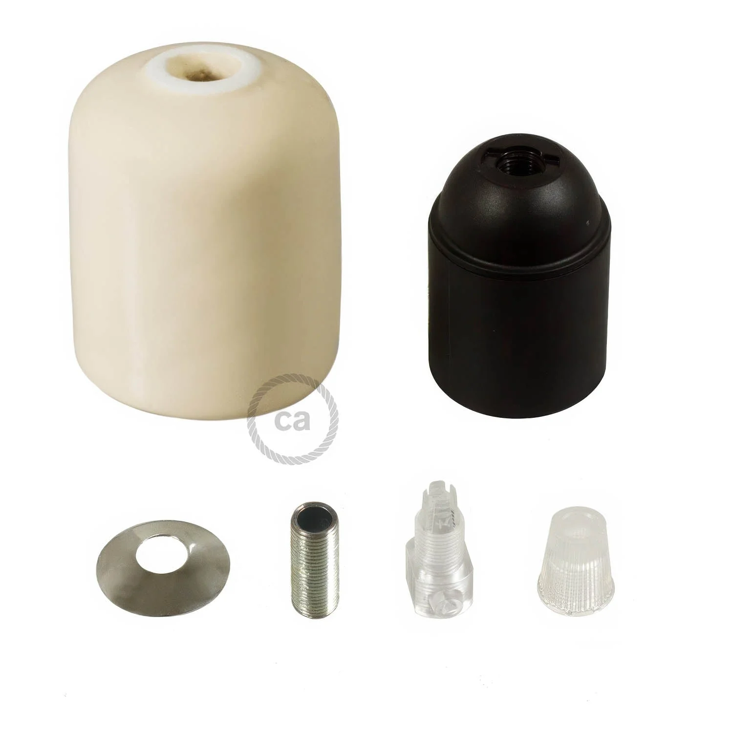 E27 ceramic lamp holder kit – Ivory - Image 2