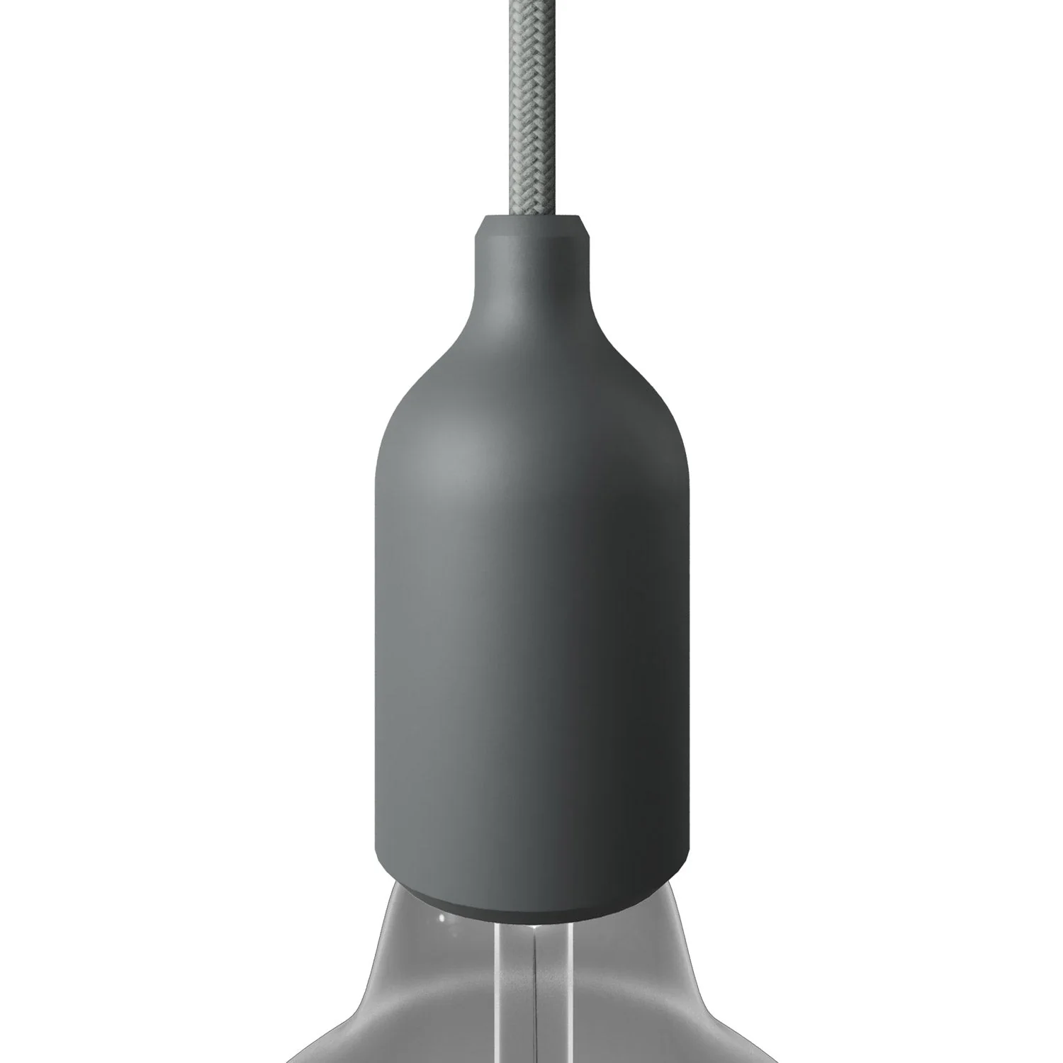 E27 silicone lamp holder kit with hidden cable clamp - Grey