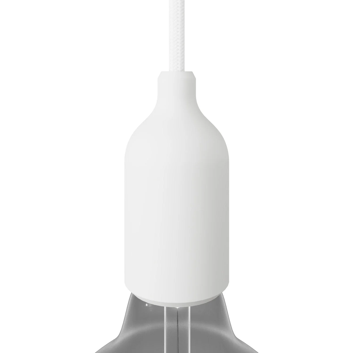 E27 silicone lamp holder kit with hidden cable clamp - White