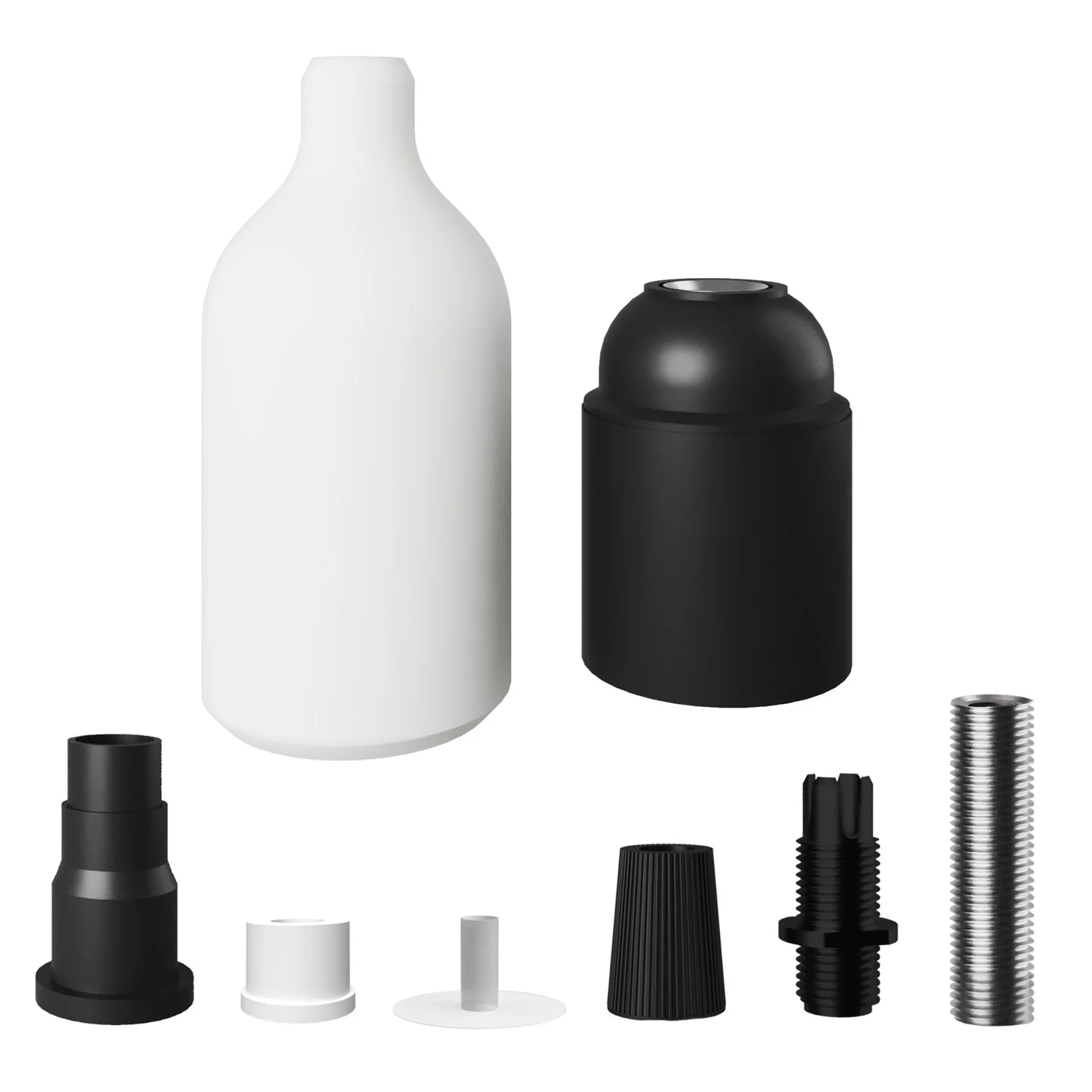 E27 silicone lamp holder kit with hidden cable clamp - White - Image 2