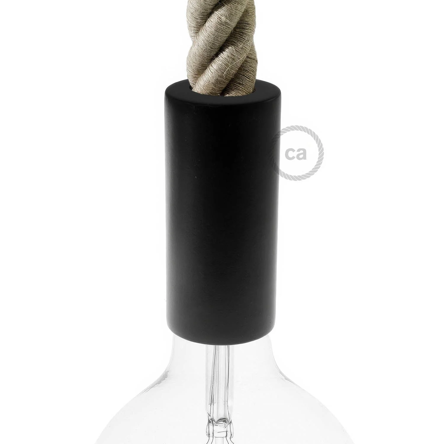 E27 lamp holder kit in wood for 3XL cord - Black