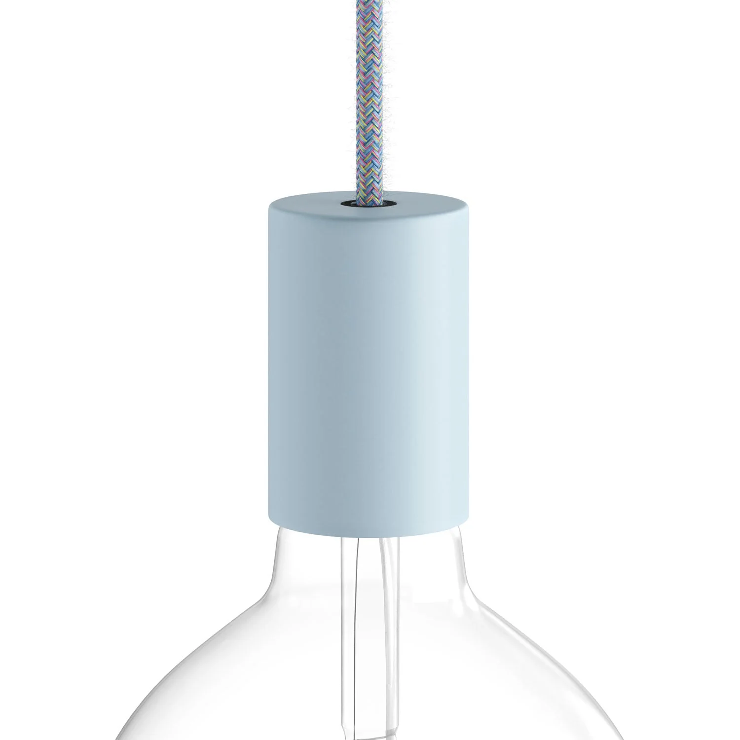 Pastel metal E27 lamp holder kit with hidden cable clamp - Sugar paper blue