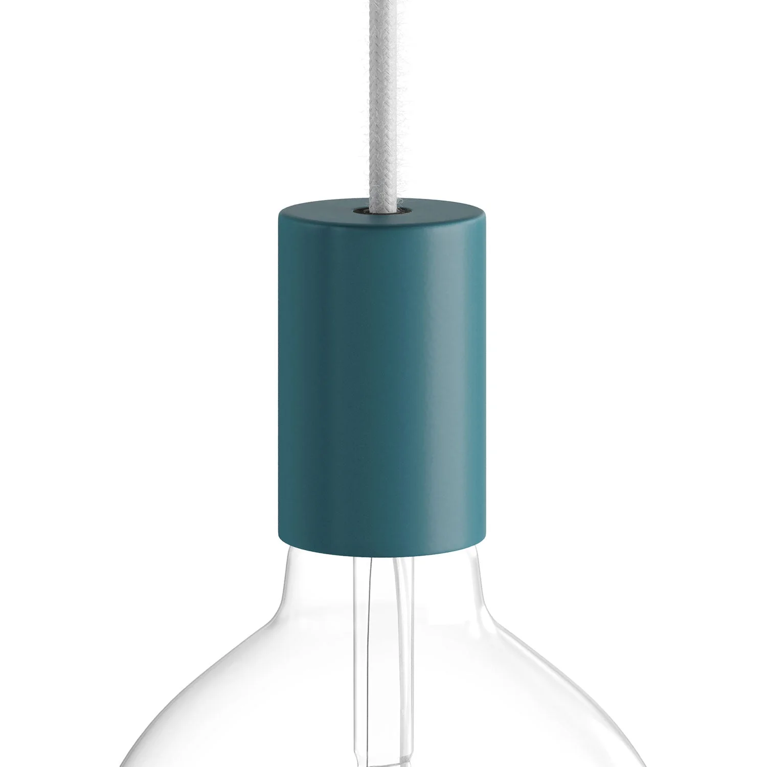 E27 Pastel lamp holder kit in metal with hidden cable clamp - Petrol