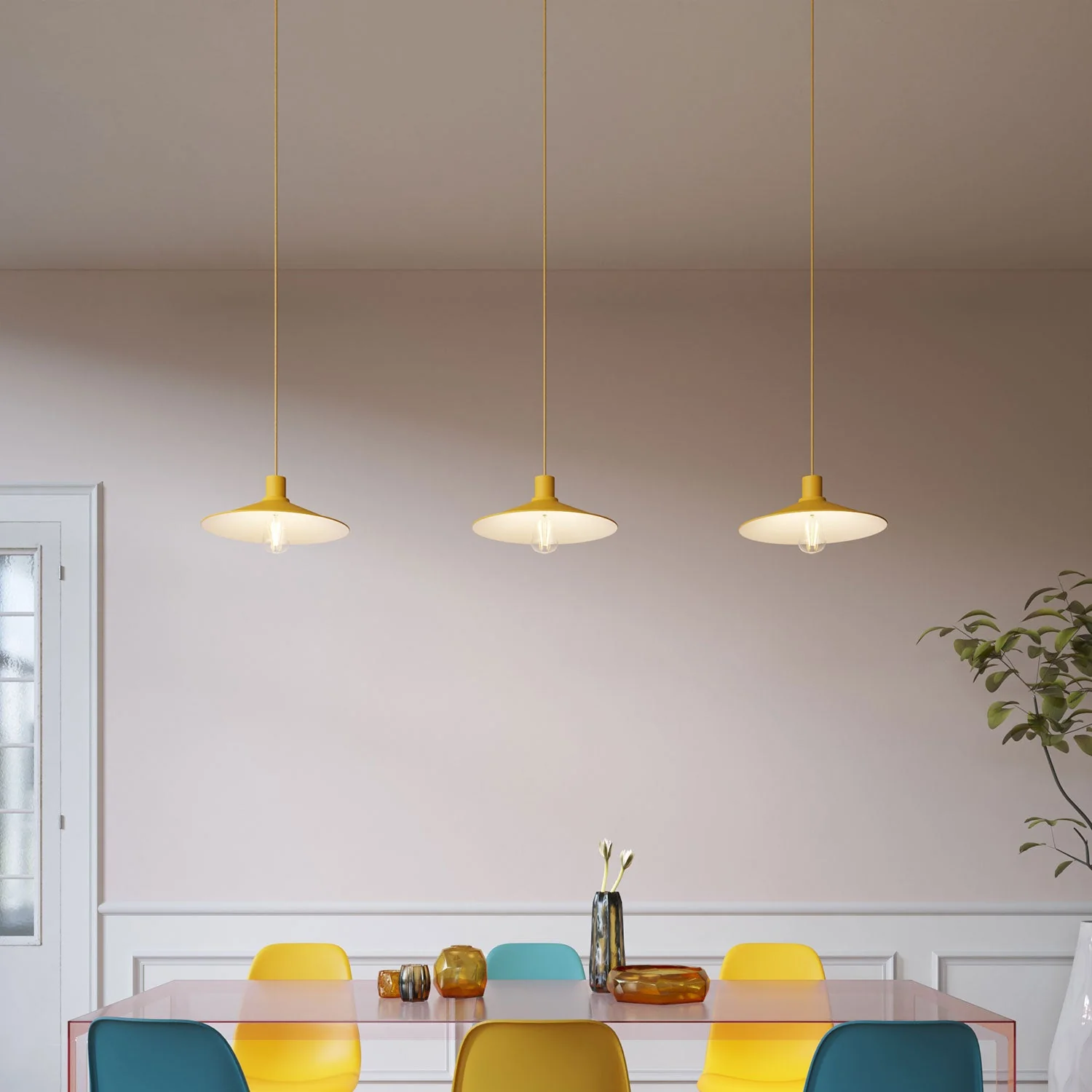 E27 semi-threaded metal lamp holder kit with hidden cable clamp - Mustard - Image 3