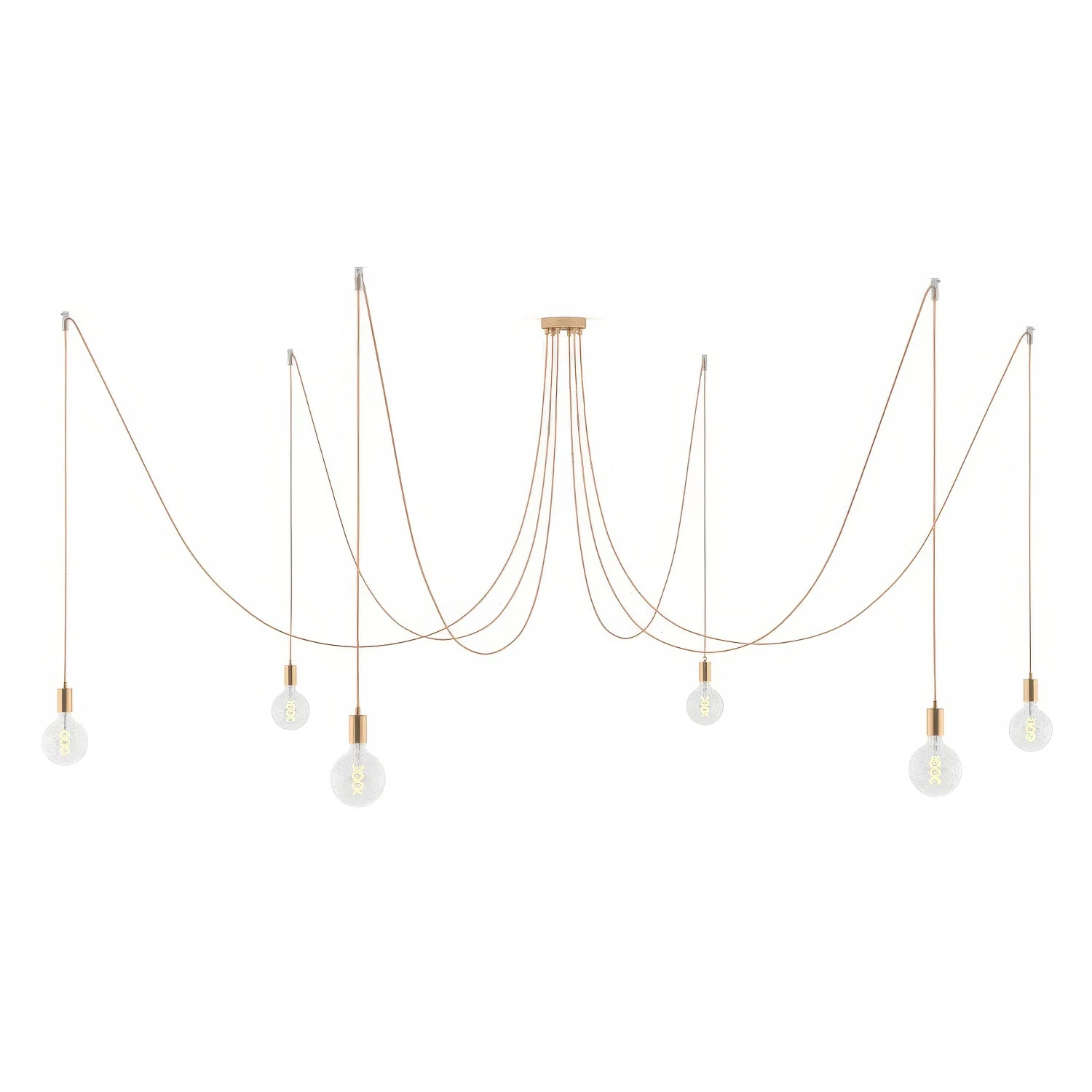 Spider - Multiple pendant lamp with 6 drops and metal finishes - Copper