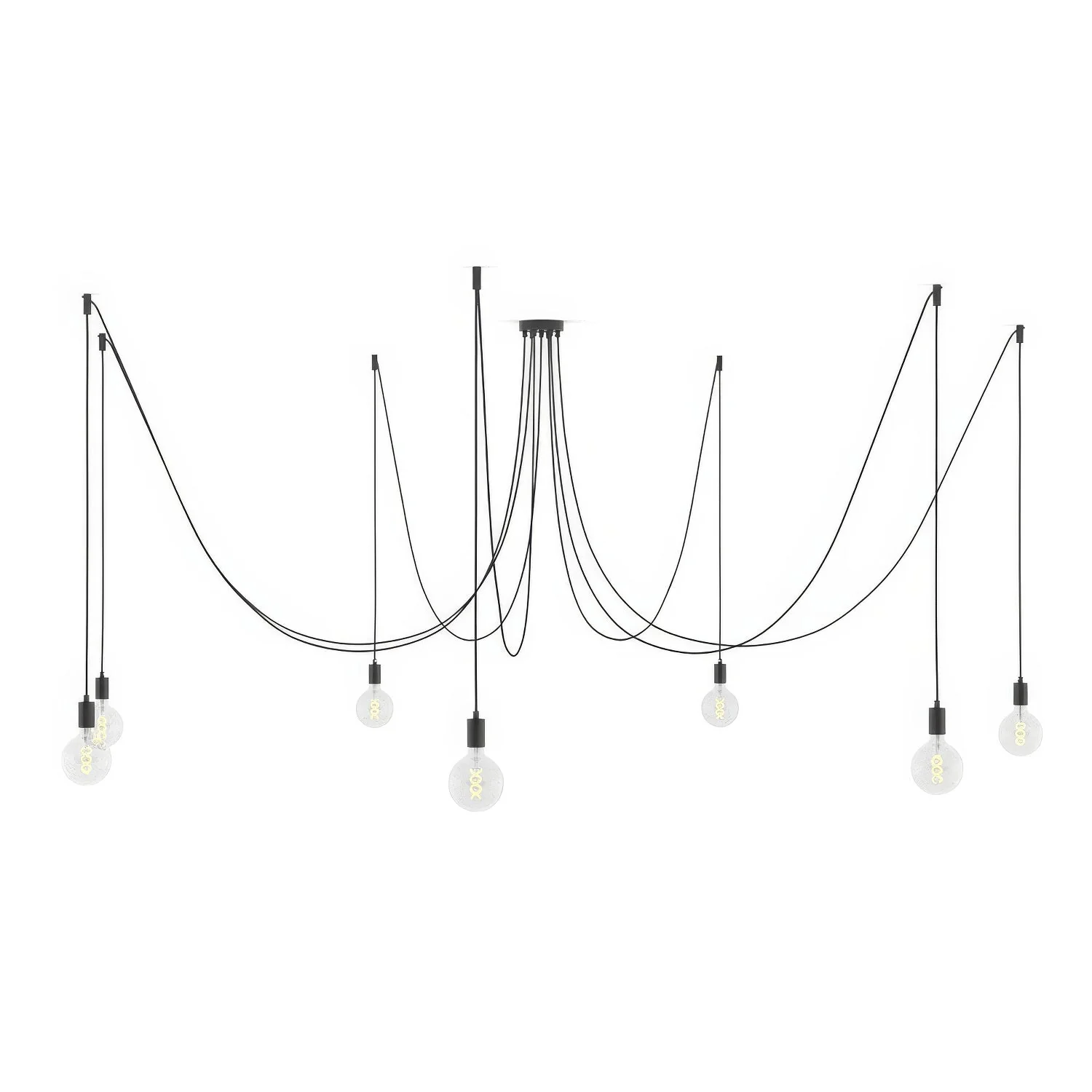 Spider - Multiple pendant lamp with 7 drops and metal finishes - Pearl black